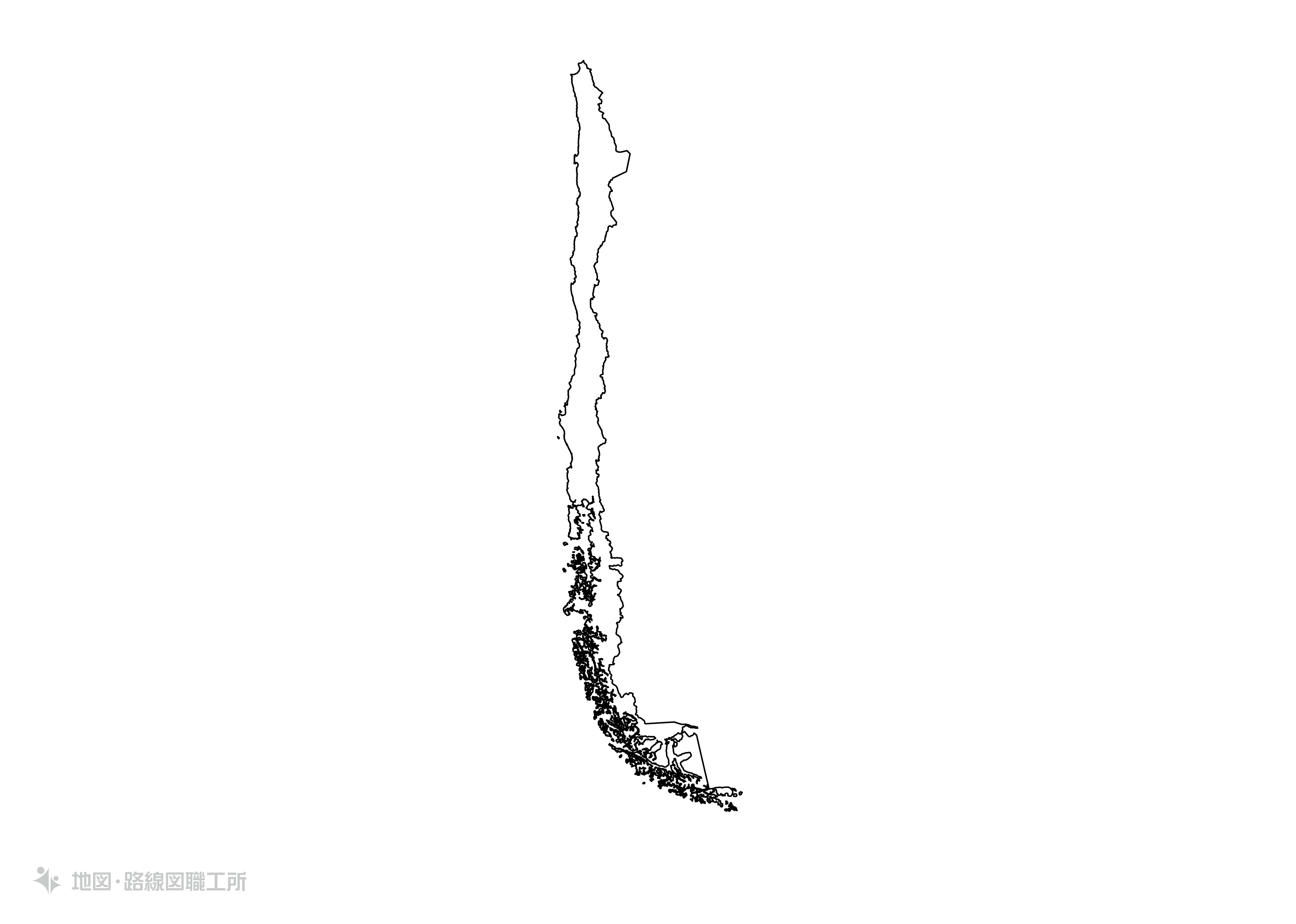 世界の白地図 チリ共和国 republic-of-chile map