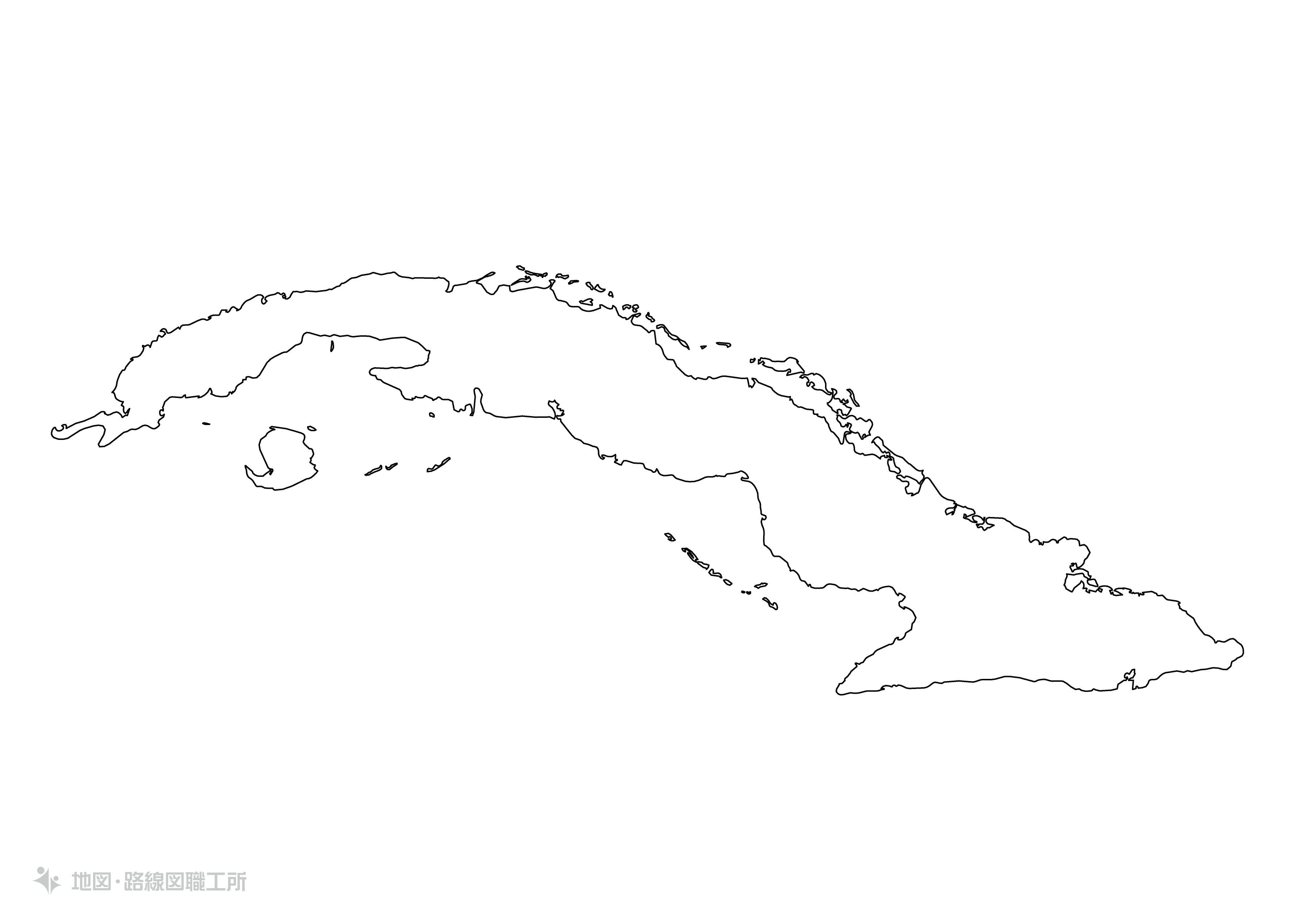 世界の白地図 キューバ共和国 republic-of-cuba map