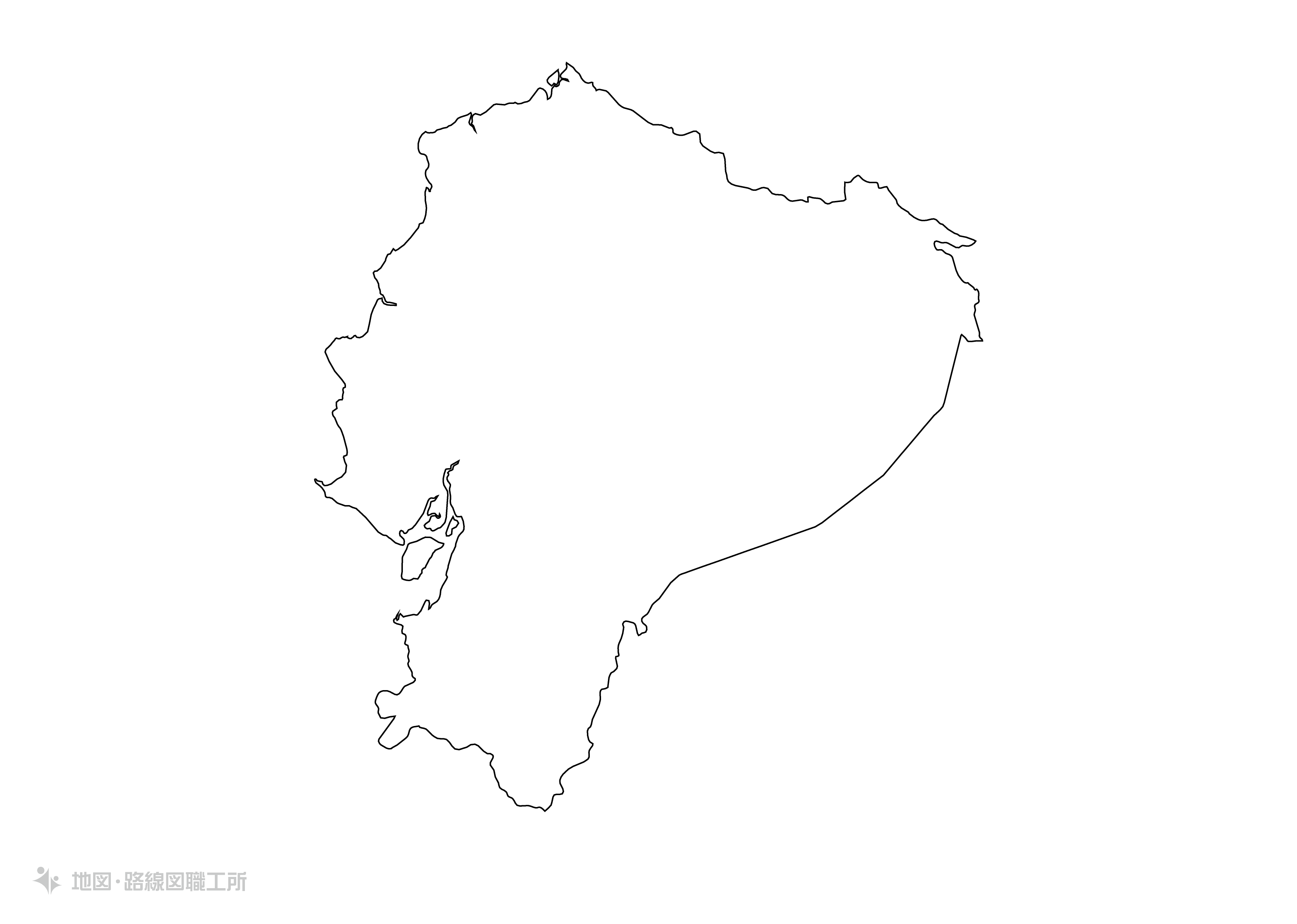 世界の白地図 エクアドル共和国 republic-of-ecuador map