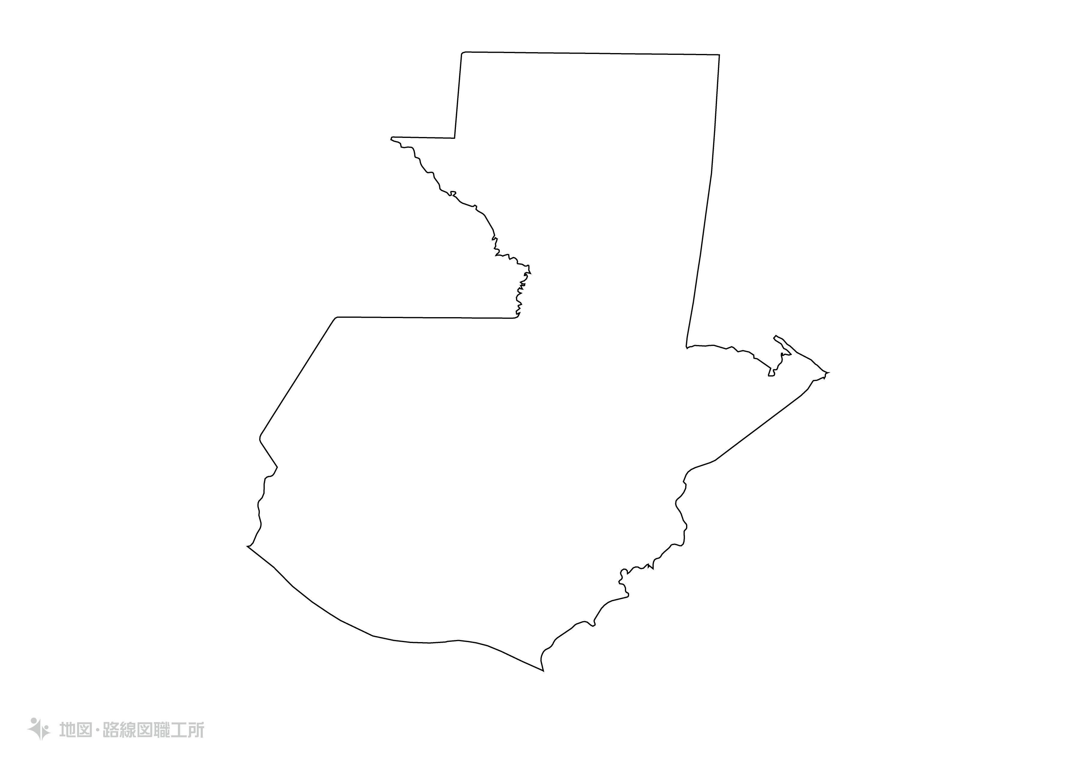 世界の白地図 グアテマラ共和国 republic-of-guatemala map