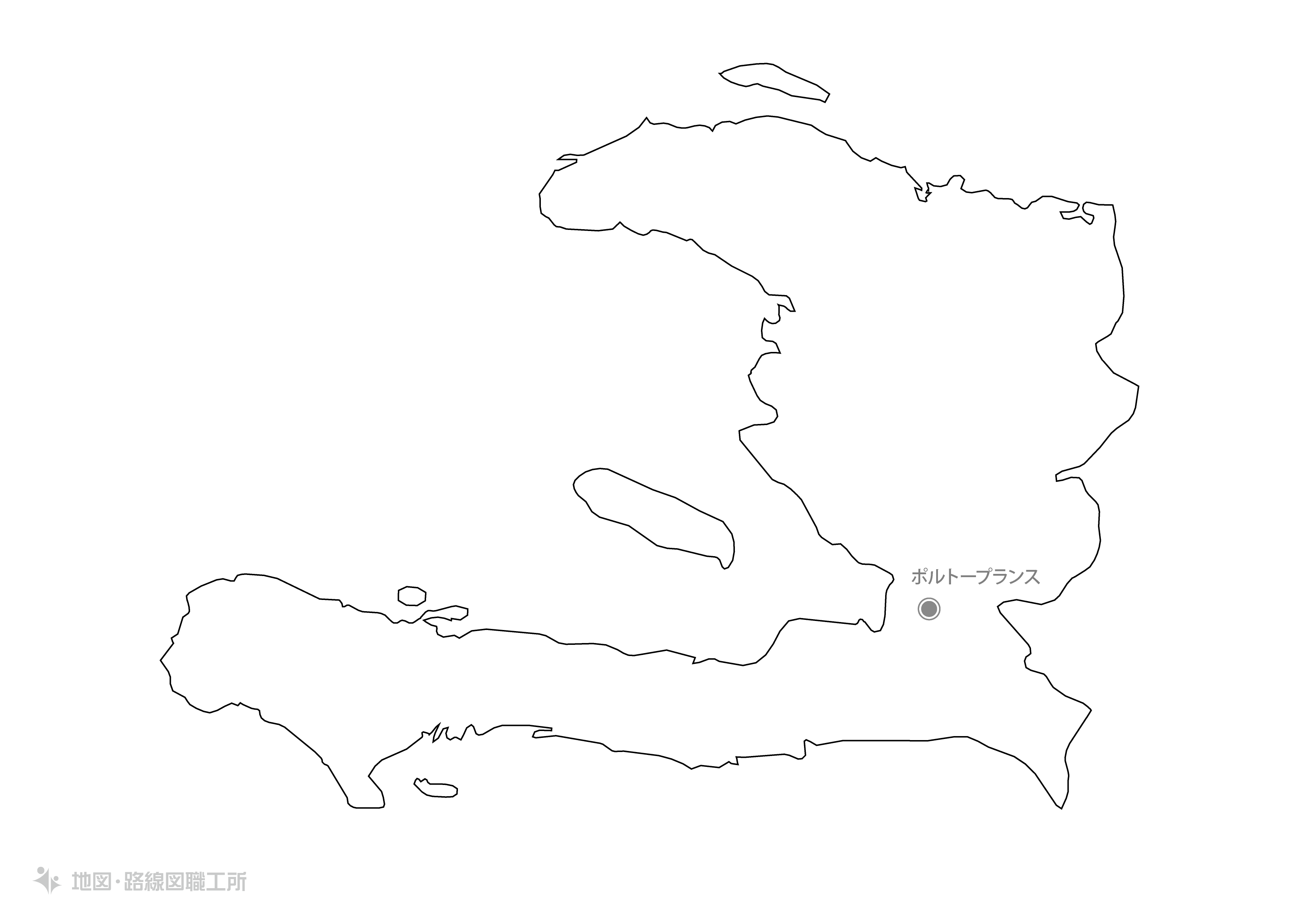 白地図フリーイラスト｜ハイチ共和国・首都名