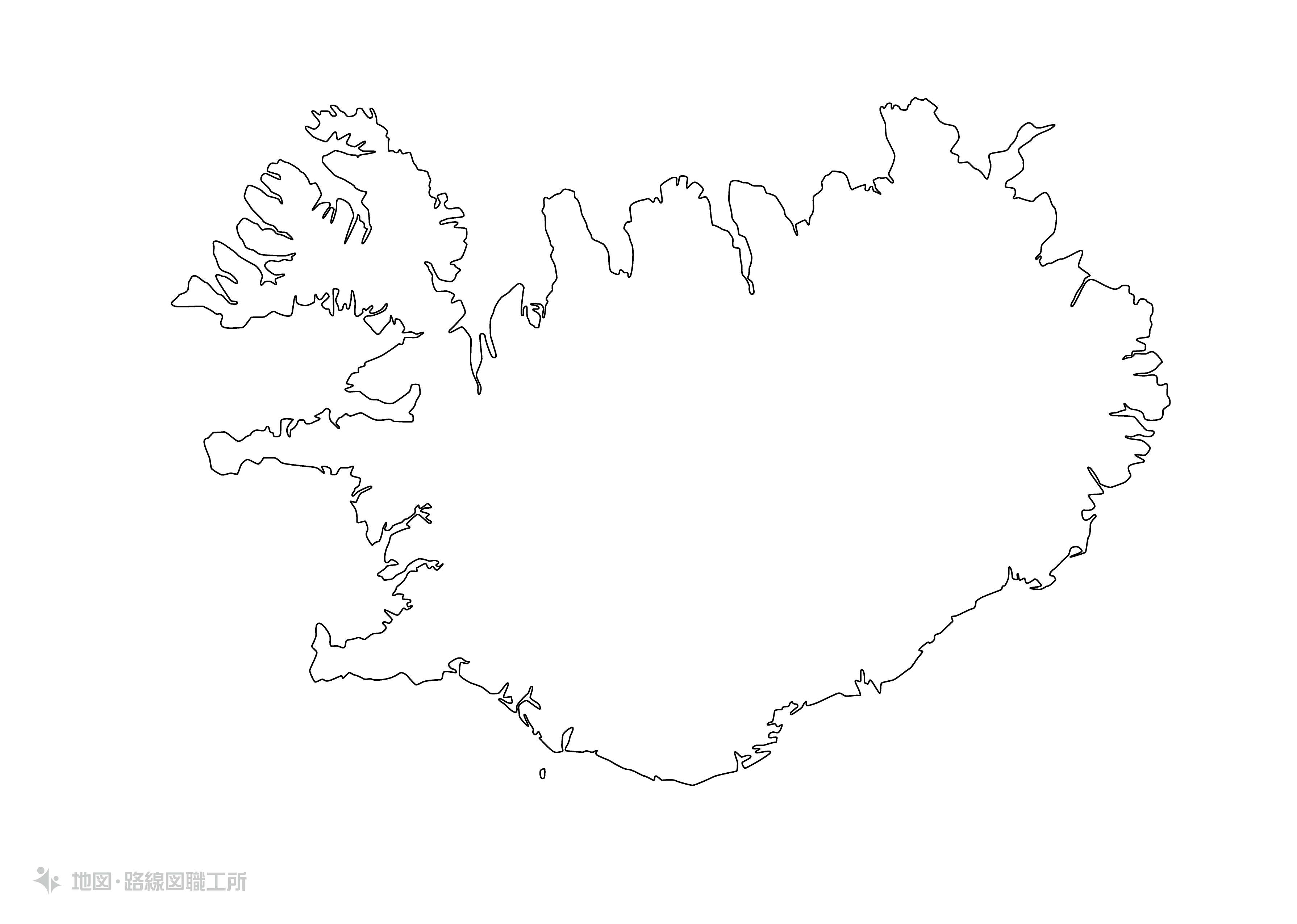 世界の白地図 アイスランド共和国 republic-of-iceland map