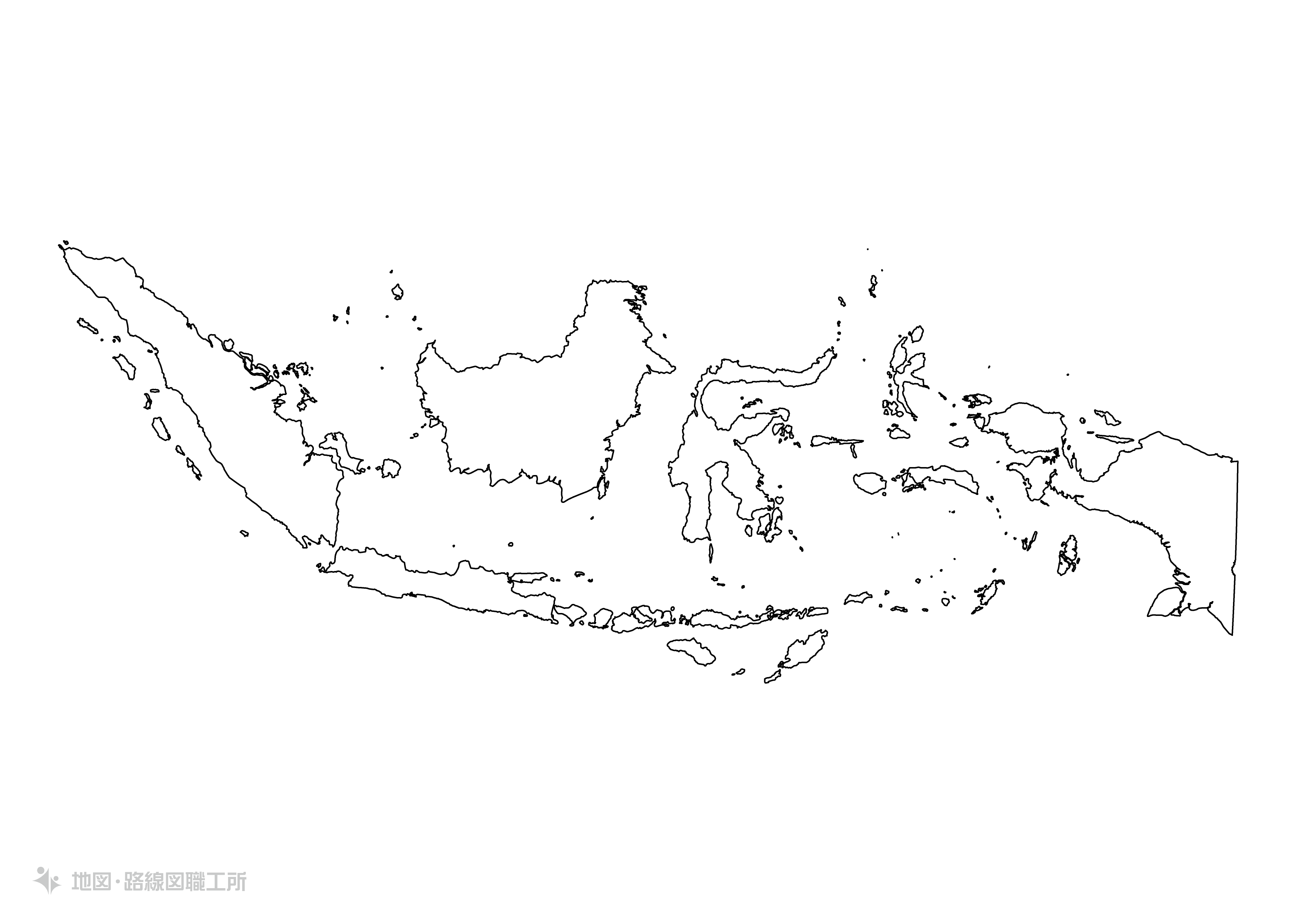 世界の白地図 インドネシア共和国 republic-of-indnesia map