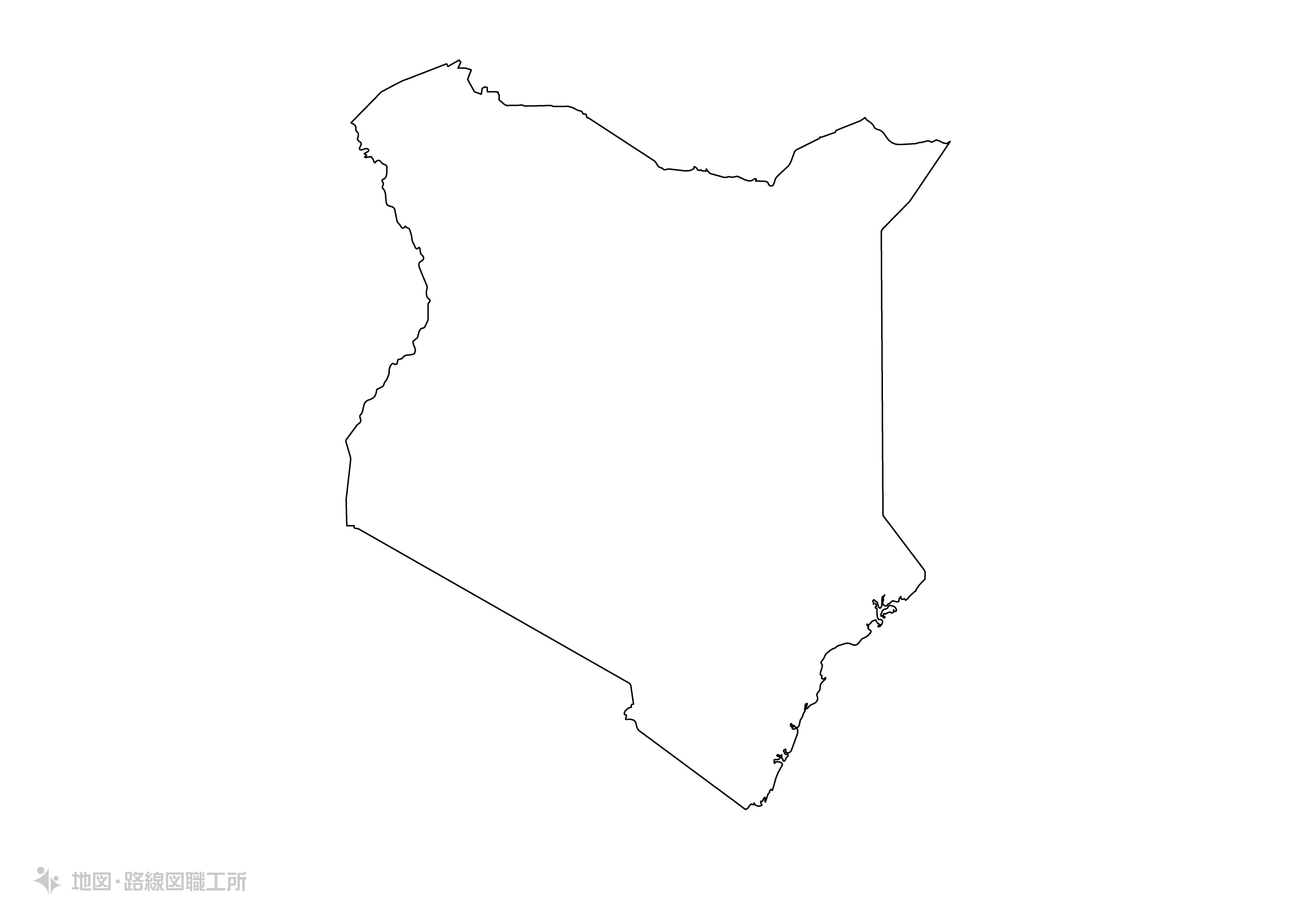 世界の白地図 ケニア共和国 republic-of-kenya map