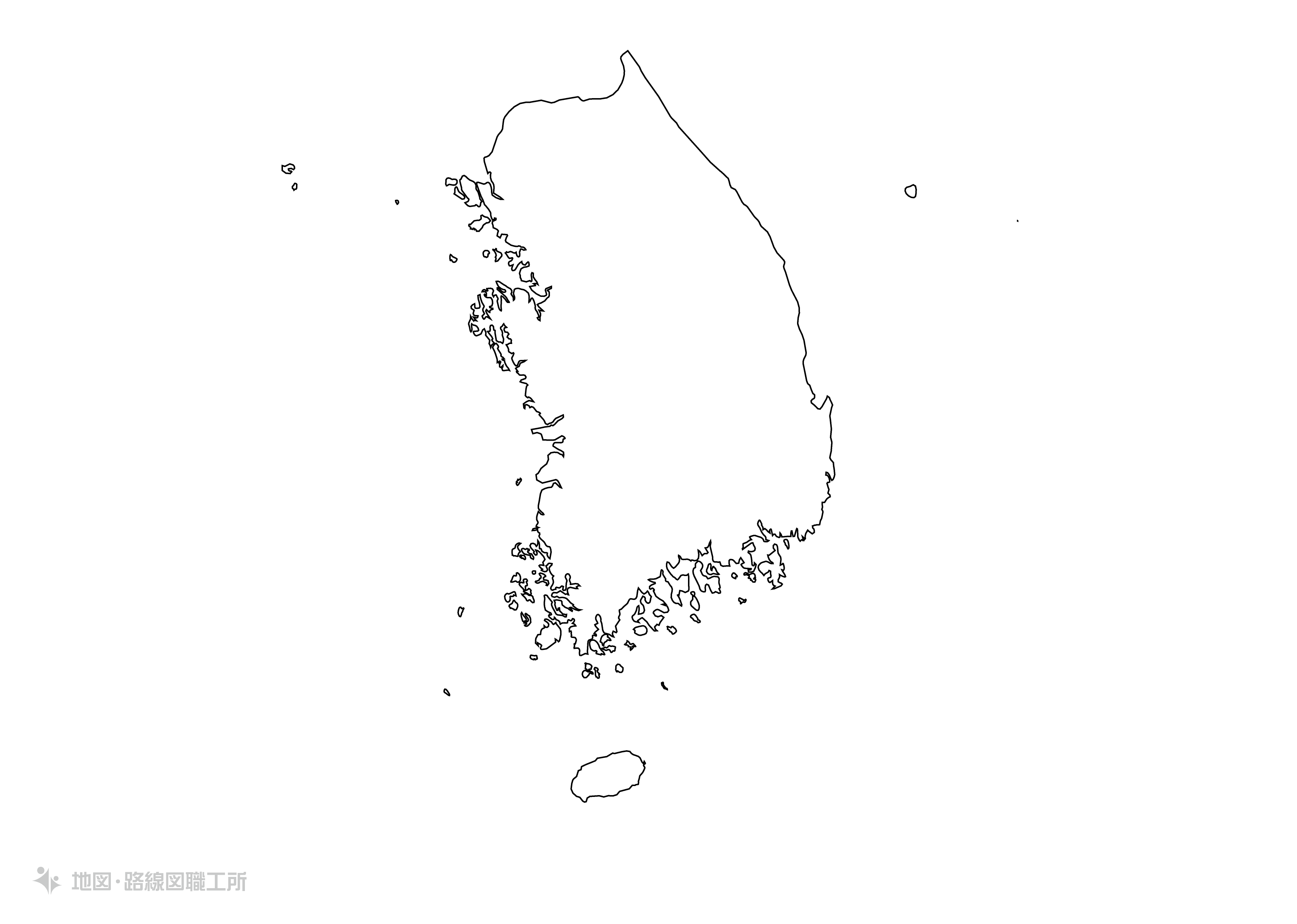 世界の白地図 大韓民国 republic-of-korea map