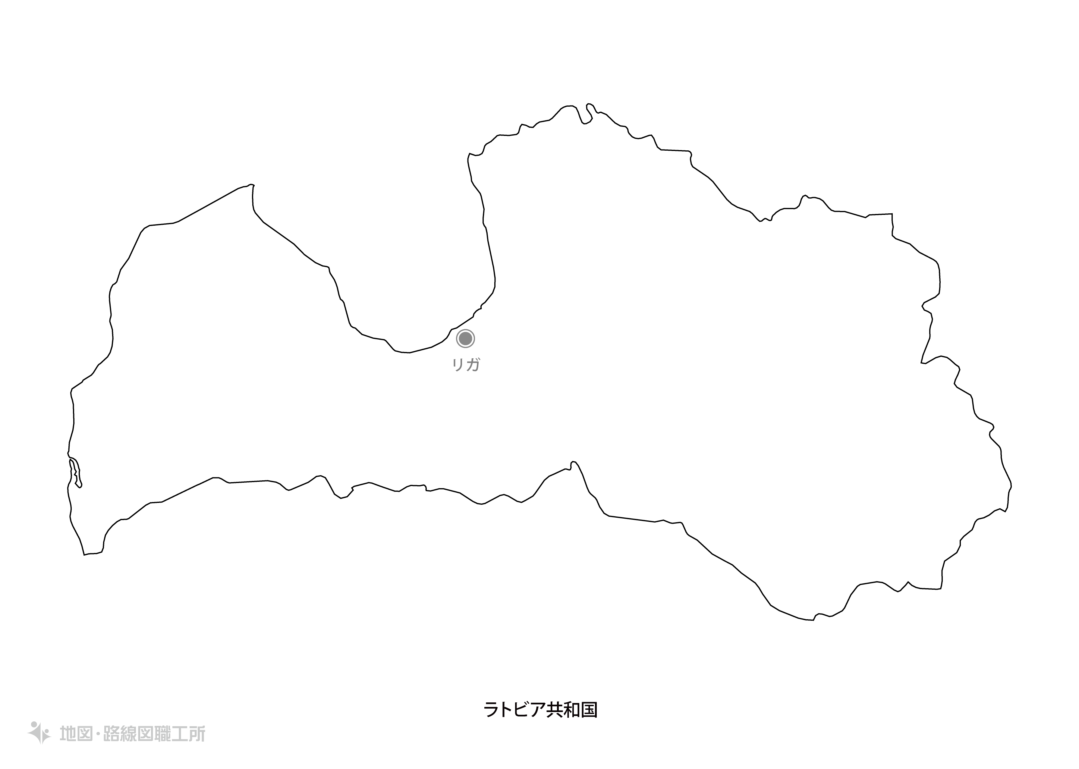 白地図フリーイラスト｜ラトビア共和国・国名・首都名