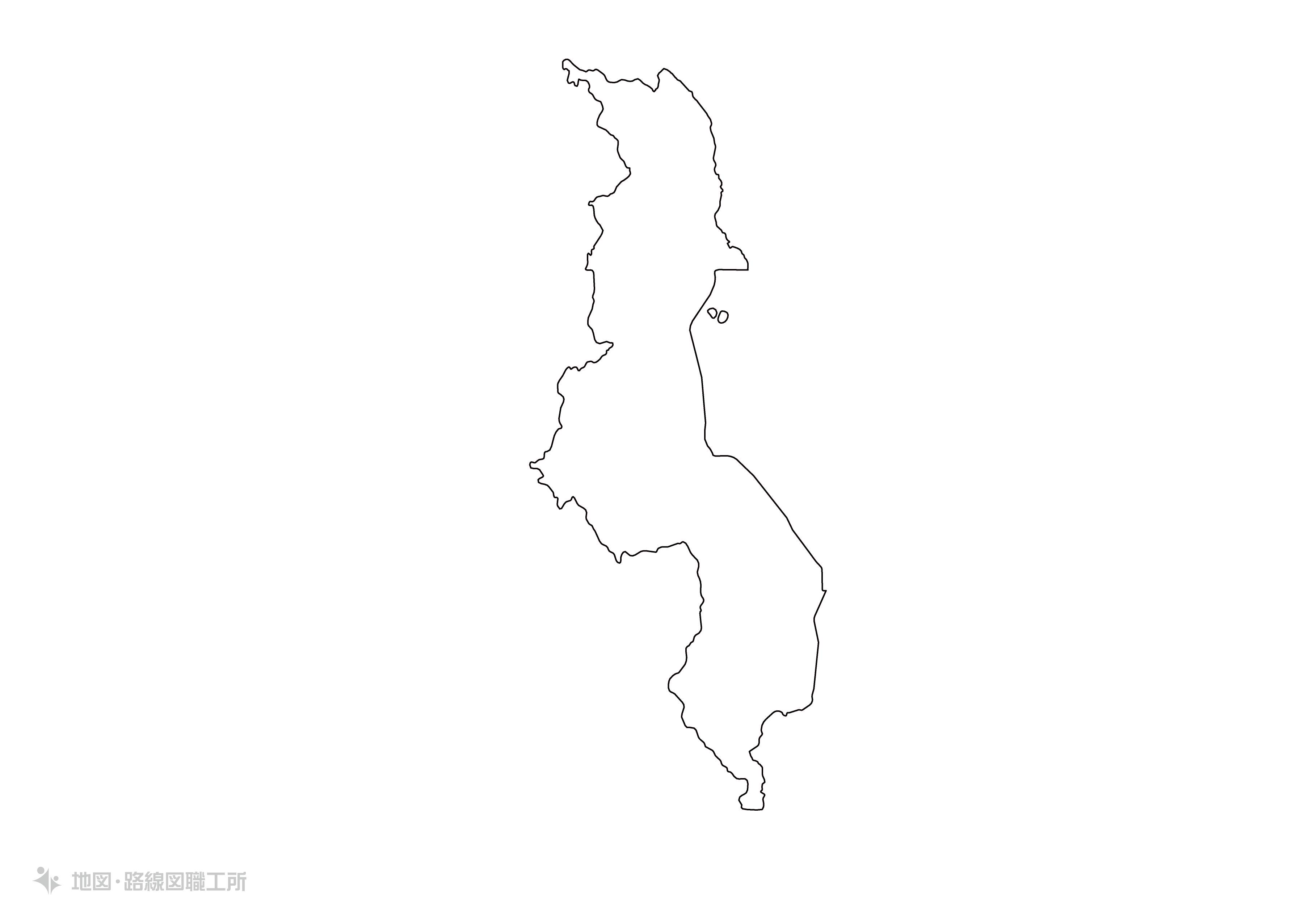 世界の白地図 マラウィ共和国 republic-of-malawi map