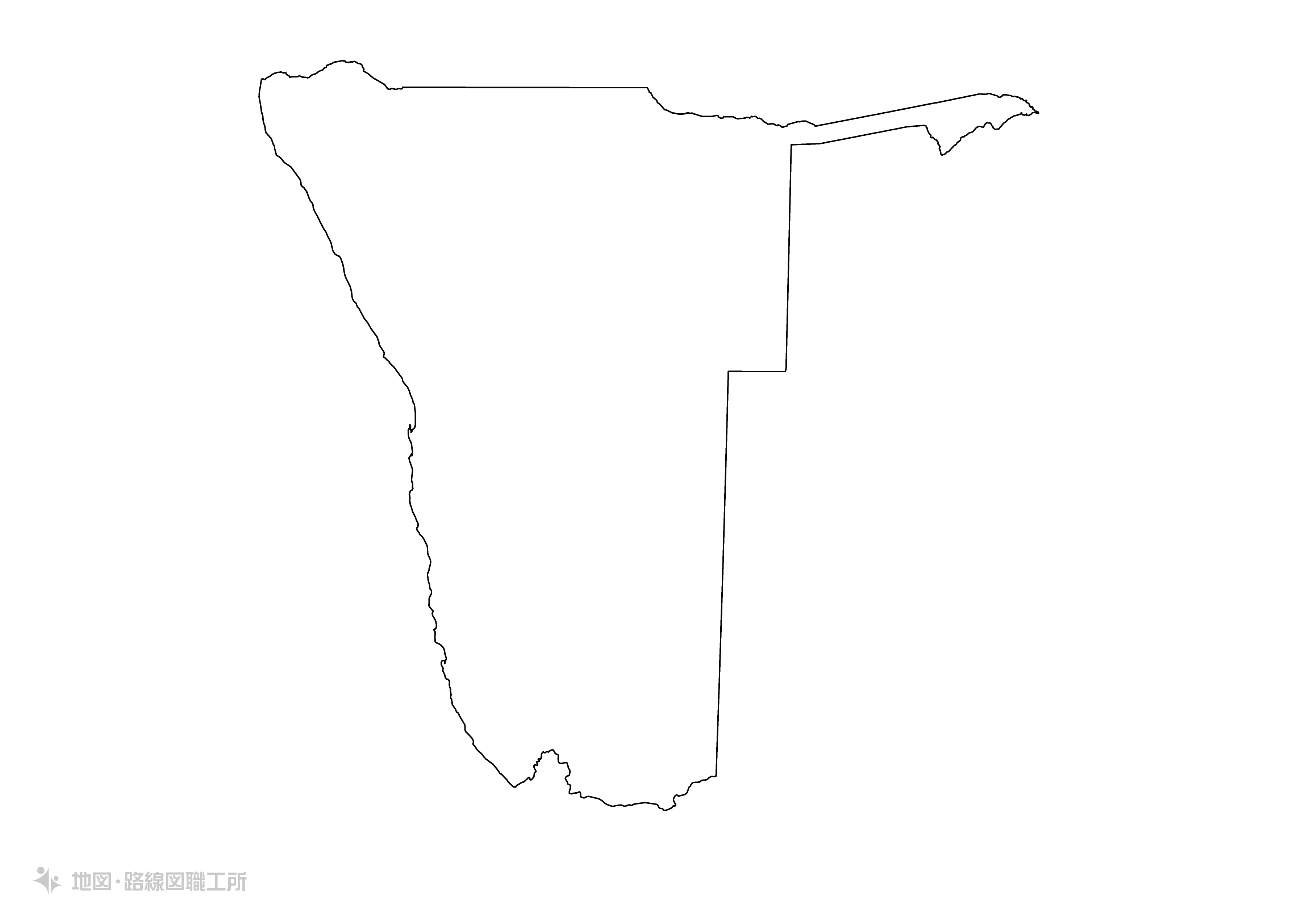 世界の白地図 ナミビア共和国 republic-of-namibia map