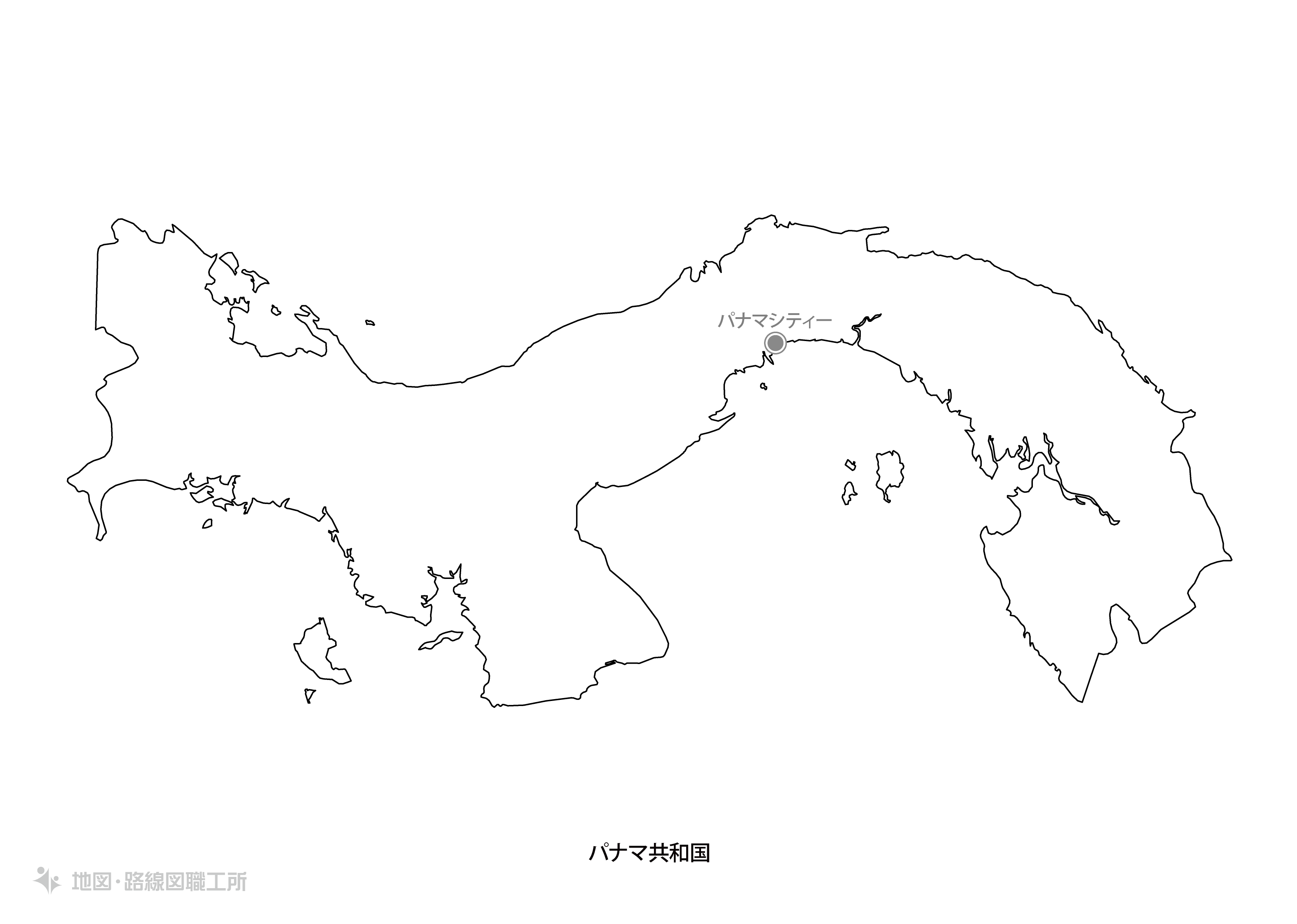 白地図フリーイラスト｜パナマ共和国・国名・首都名