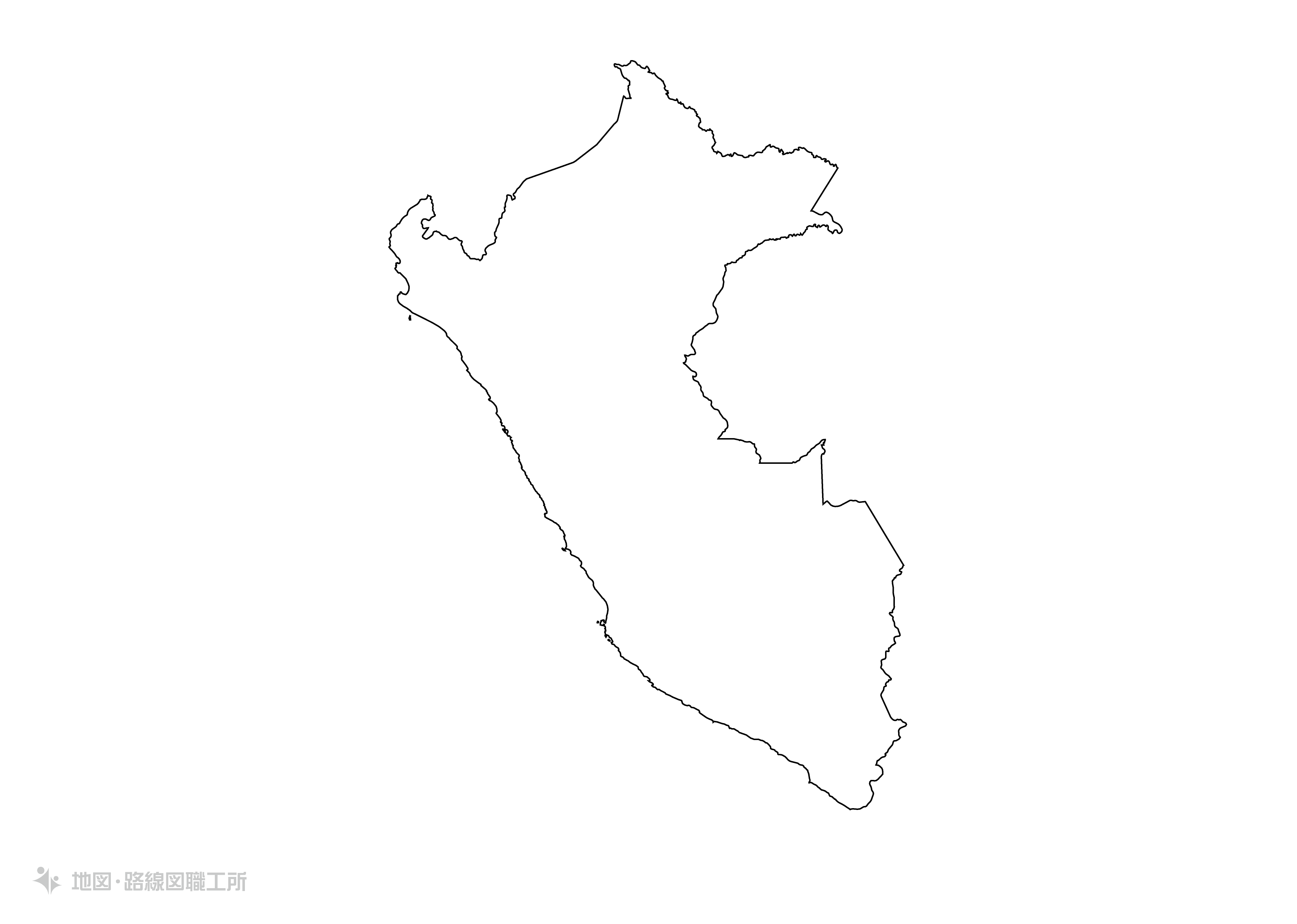 世界の白地図 ペルー共和国 republic-of-peru map