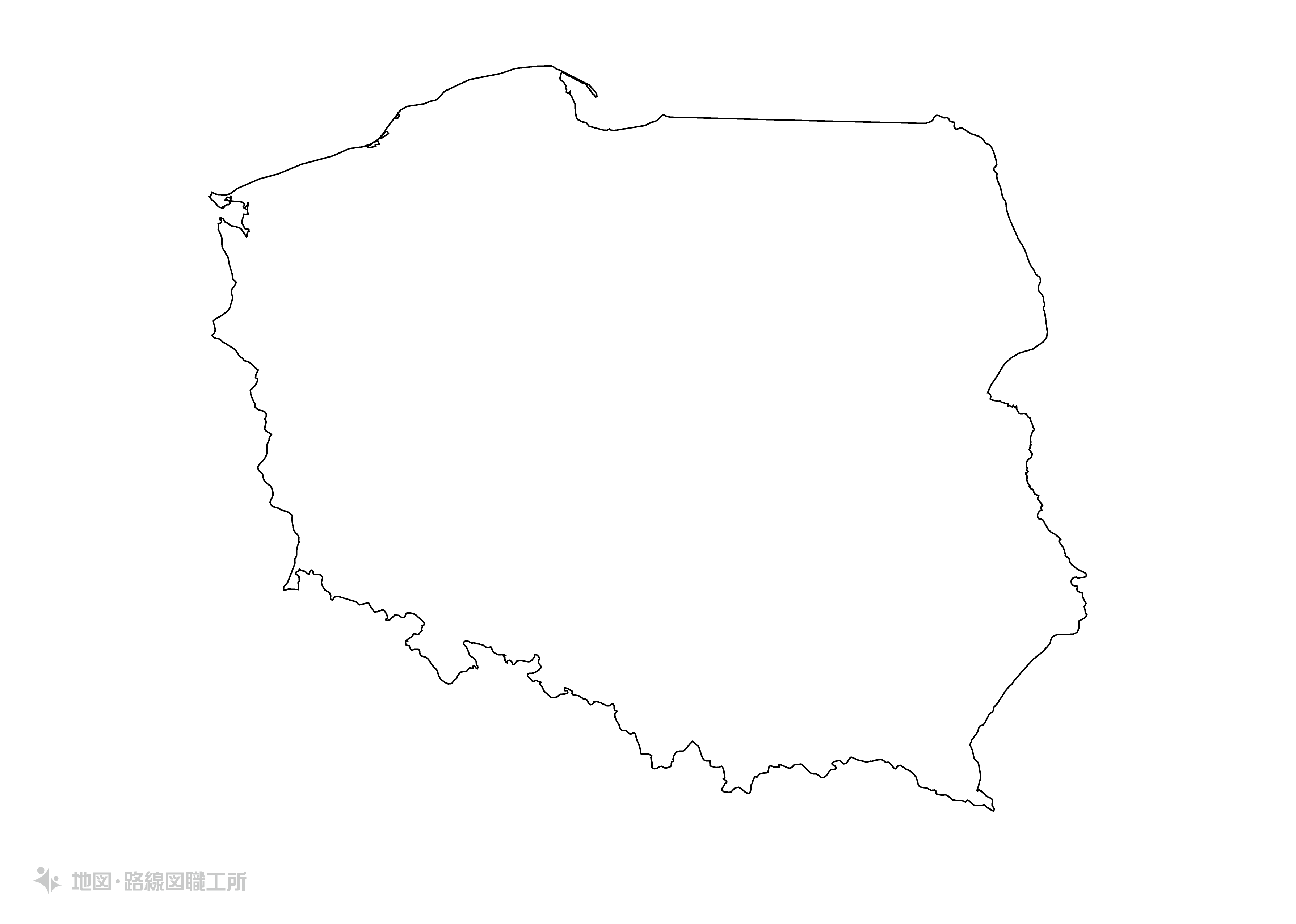 世界の白地図 ポーランド共和国 republic-of-poland map