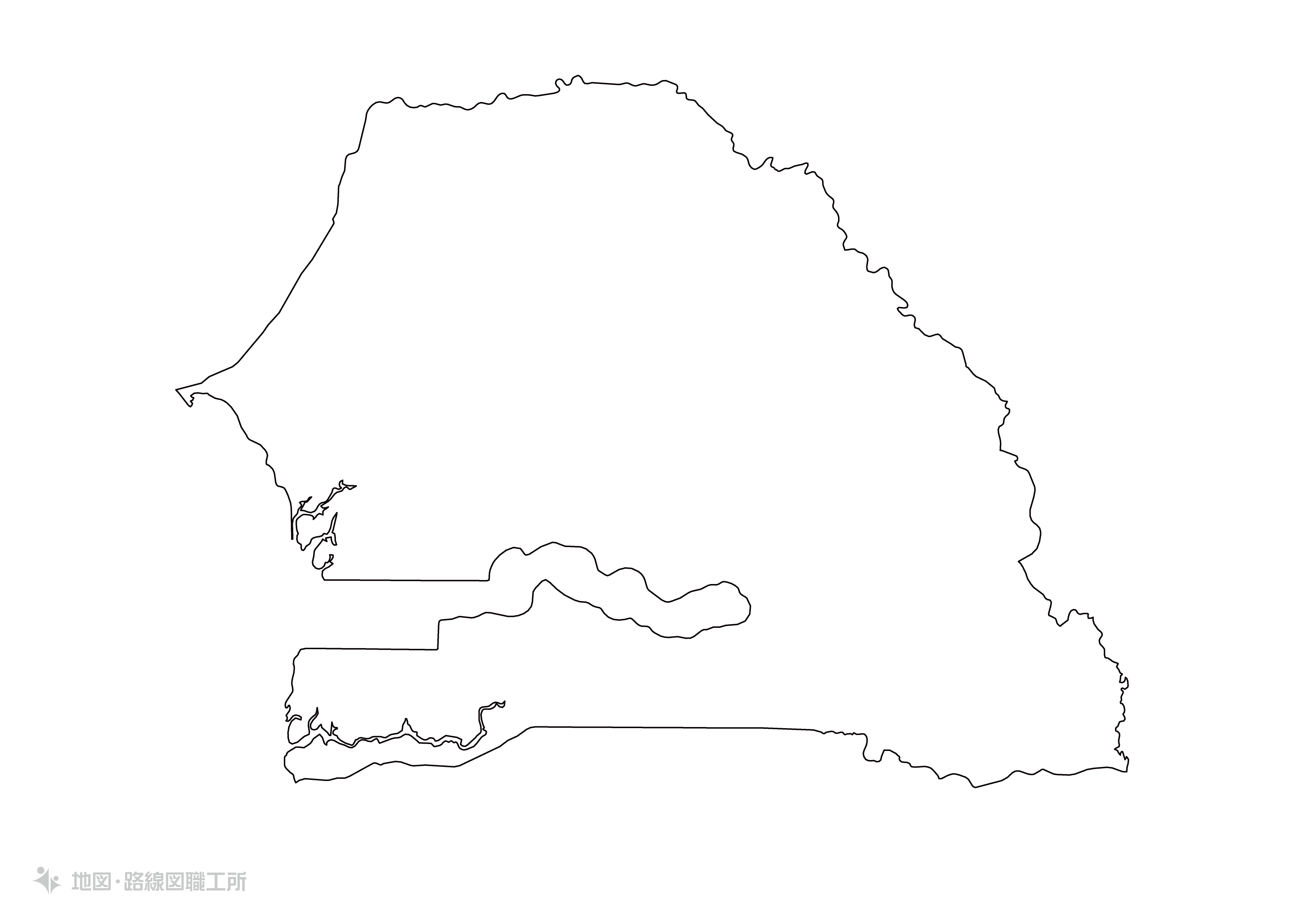 世界の白地図 セネガル共和国 epublic-of-senegal map 