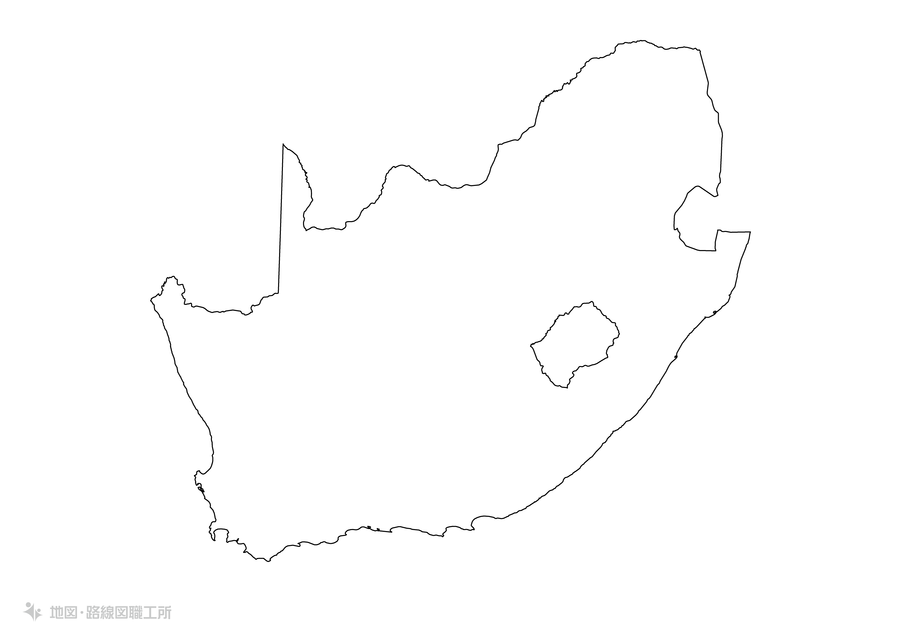 世界の白地図 南アフリカ共和国 republic-of-south-africa map