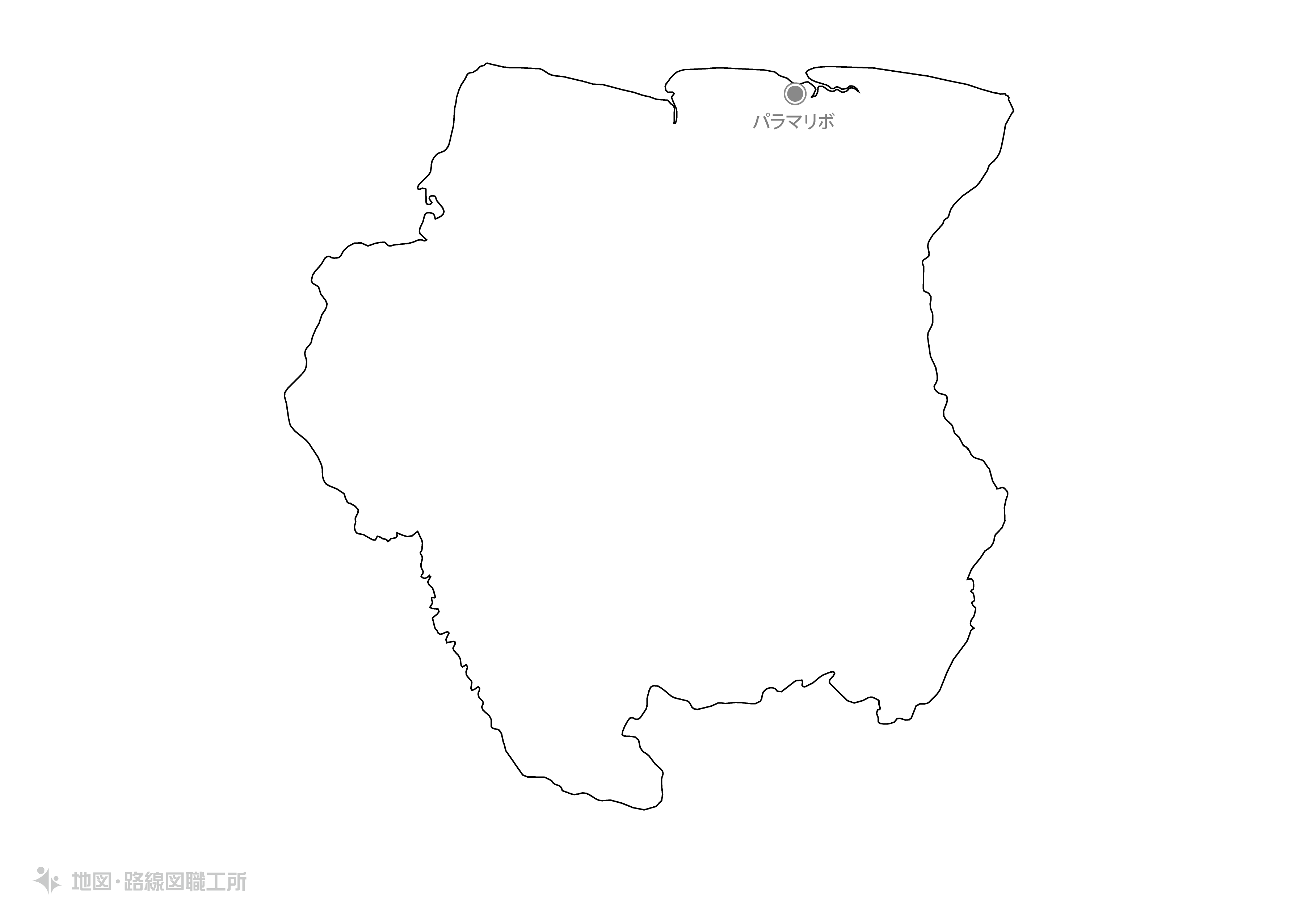 白地図フリーイラスト｜ スリナム共和国・首都名