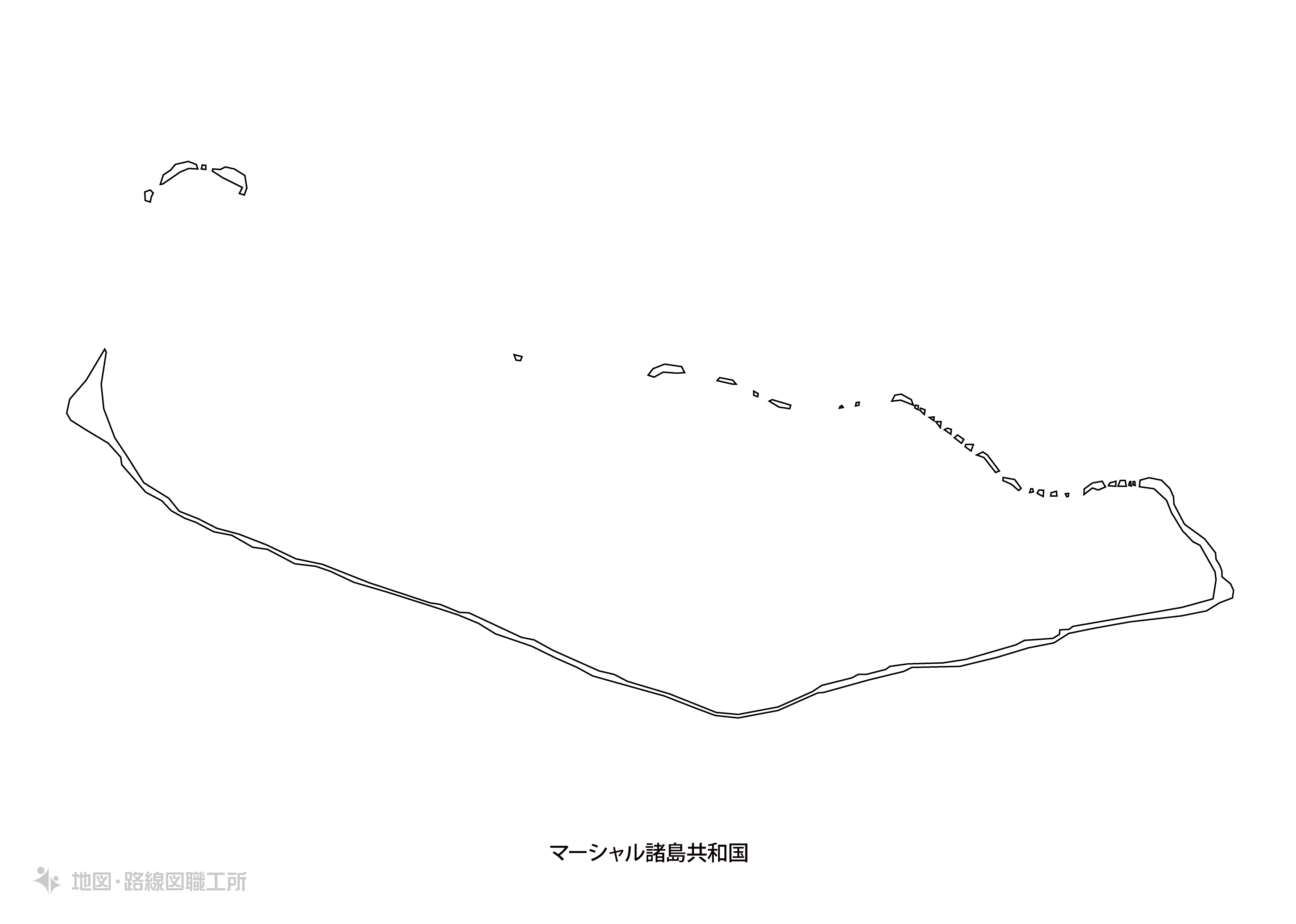 白地図フリーイラスト｜マーシャル諸島共和国・国名