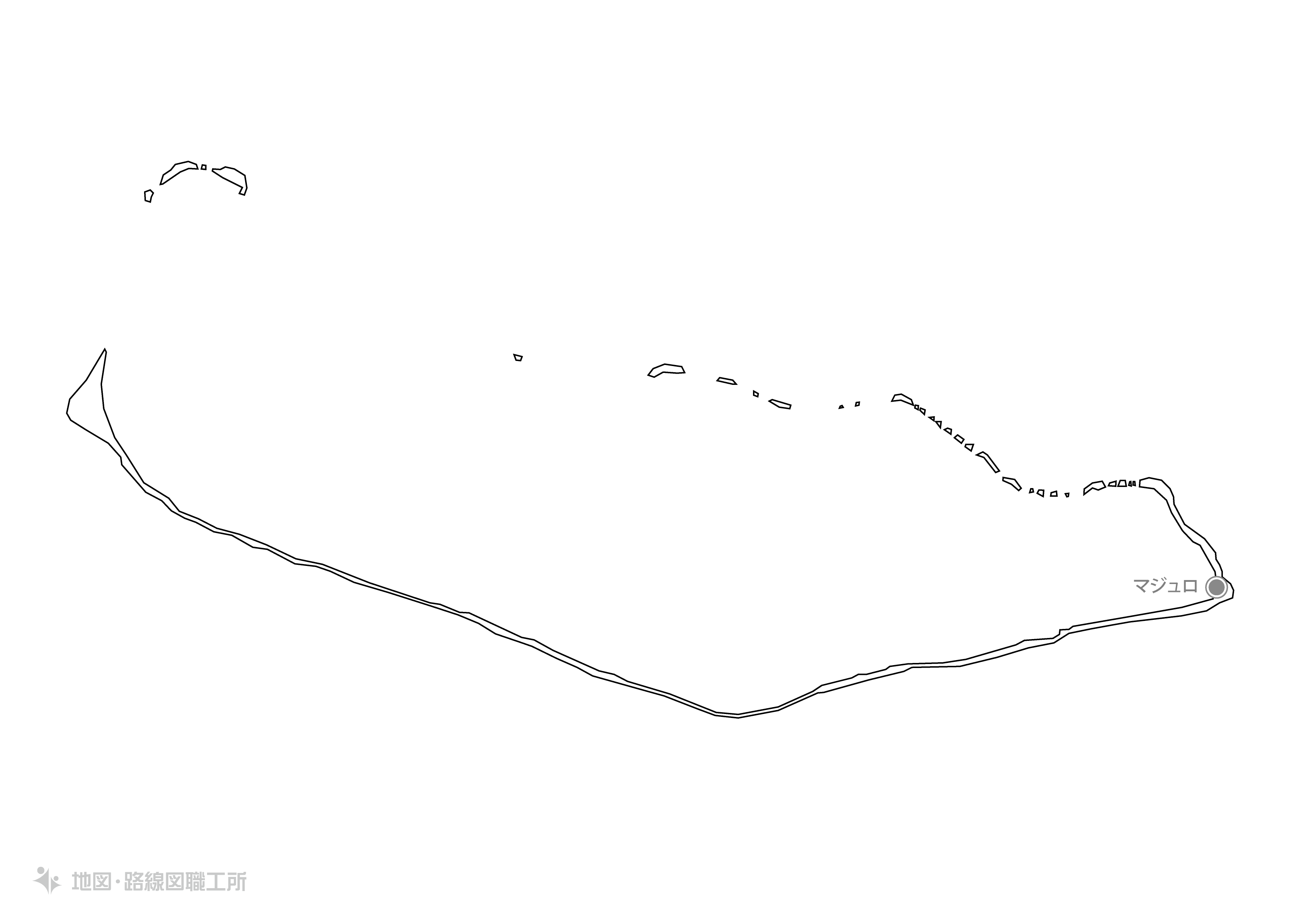 白地図フリーイラスト｜マーシャル諸島共和国・首都名