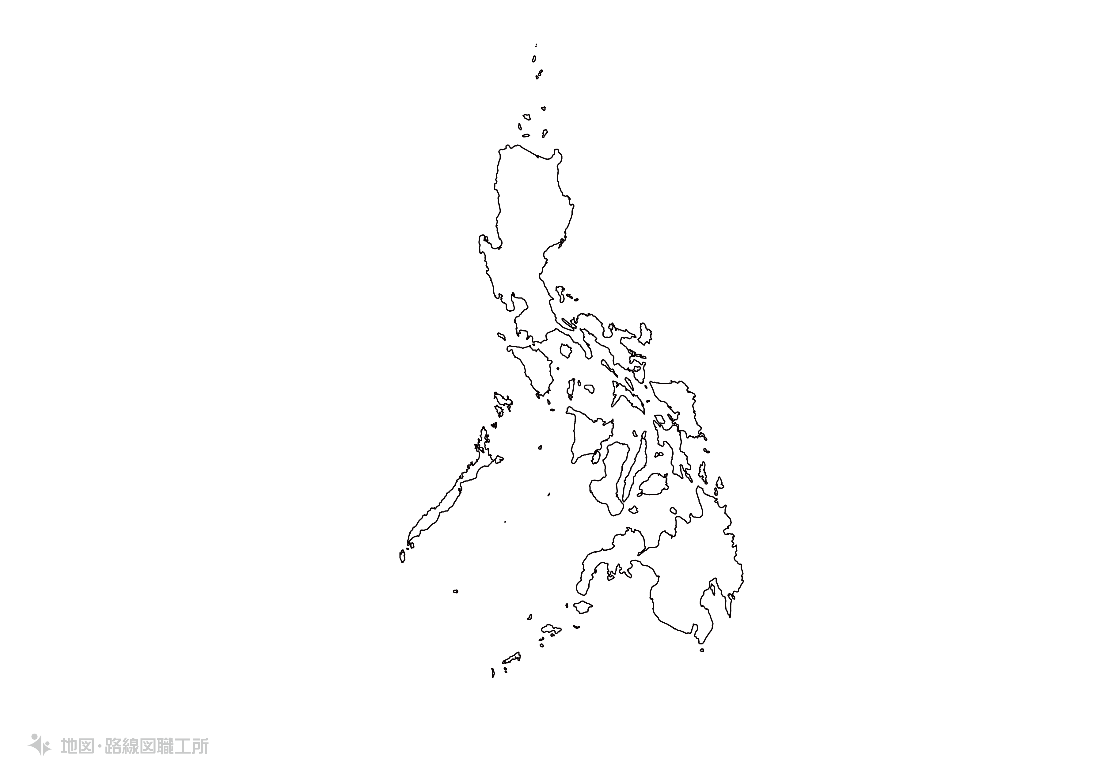 世界の白地図 フィリピン共和国 republic-of-the-philippines map