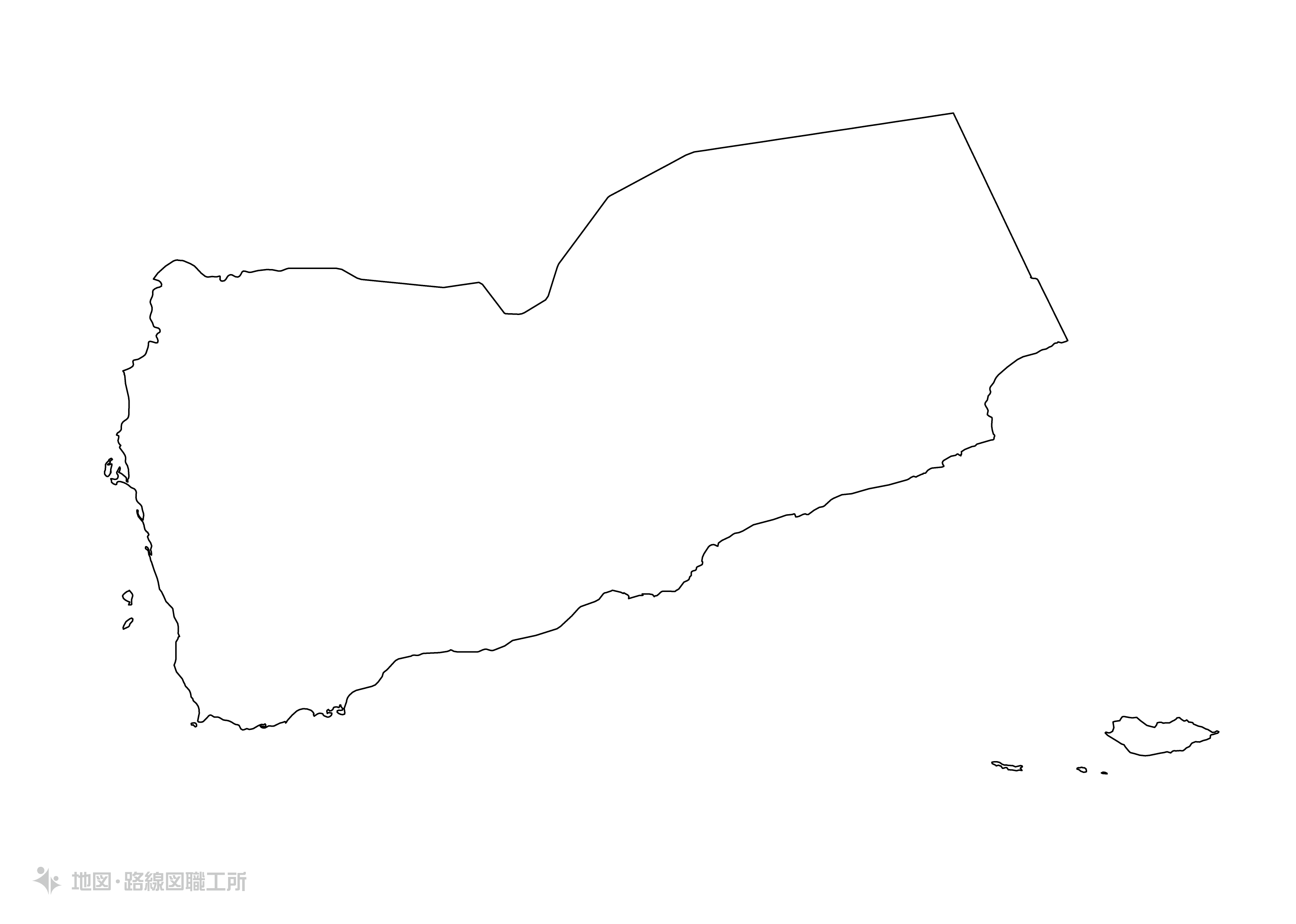 世界の白地図 イエメン共和国 republic-of-yemen map