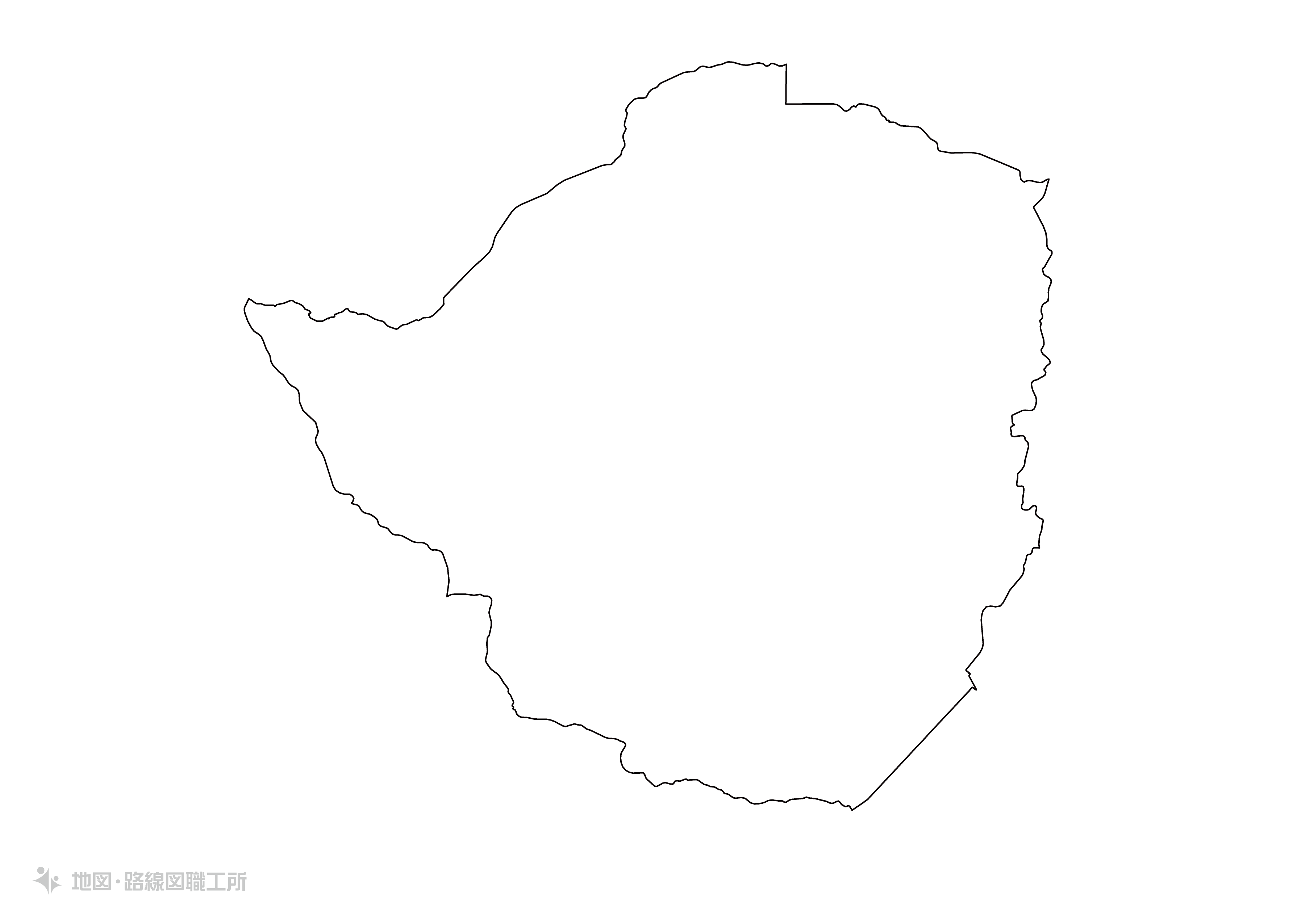 世界の白地図 ジンバブエ共和国 republic-of-zimbabwe map