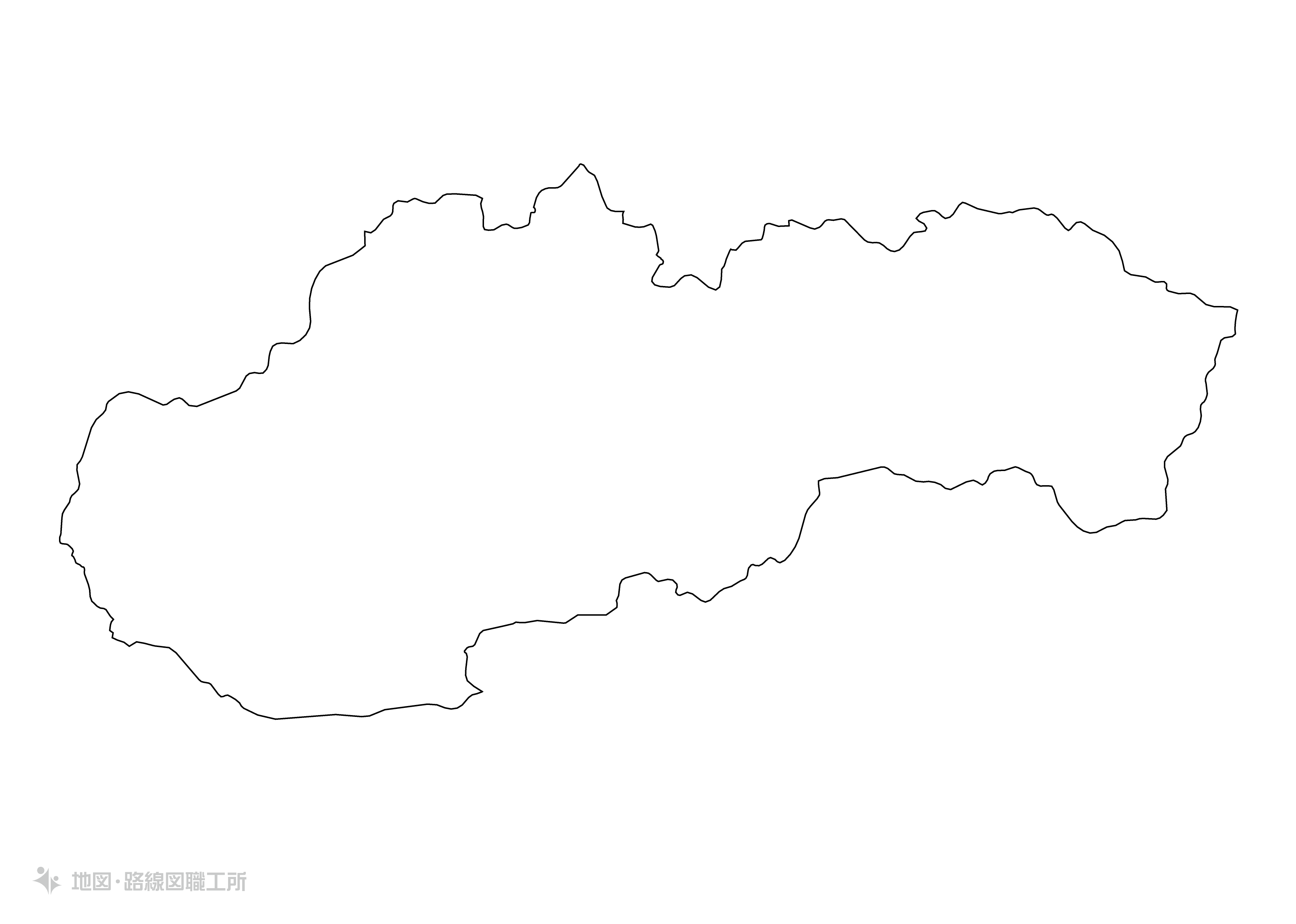 世界の白地図 スロバキア共和国 slovak-republic map