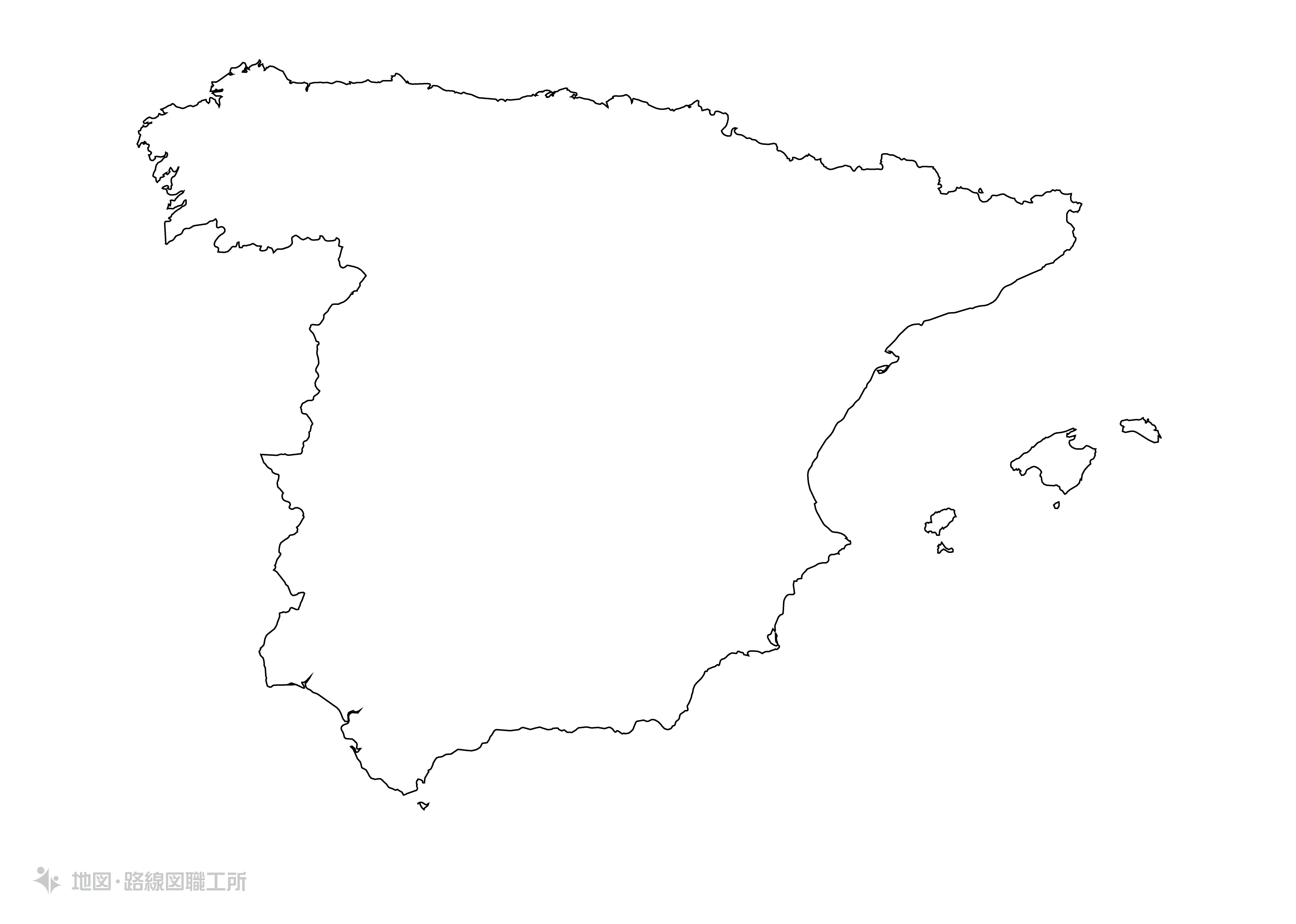 世界の白地図 スペイン spain map