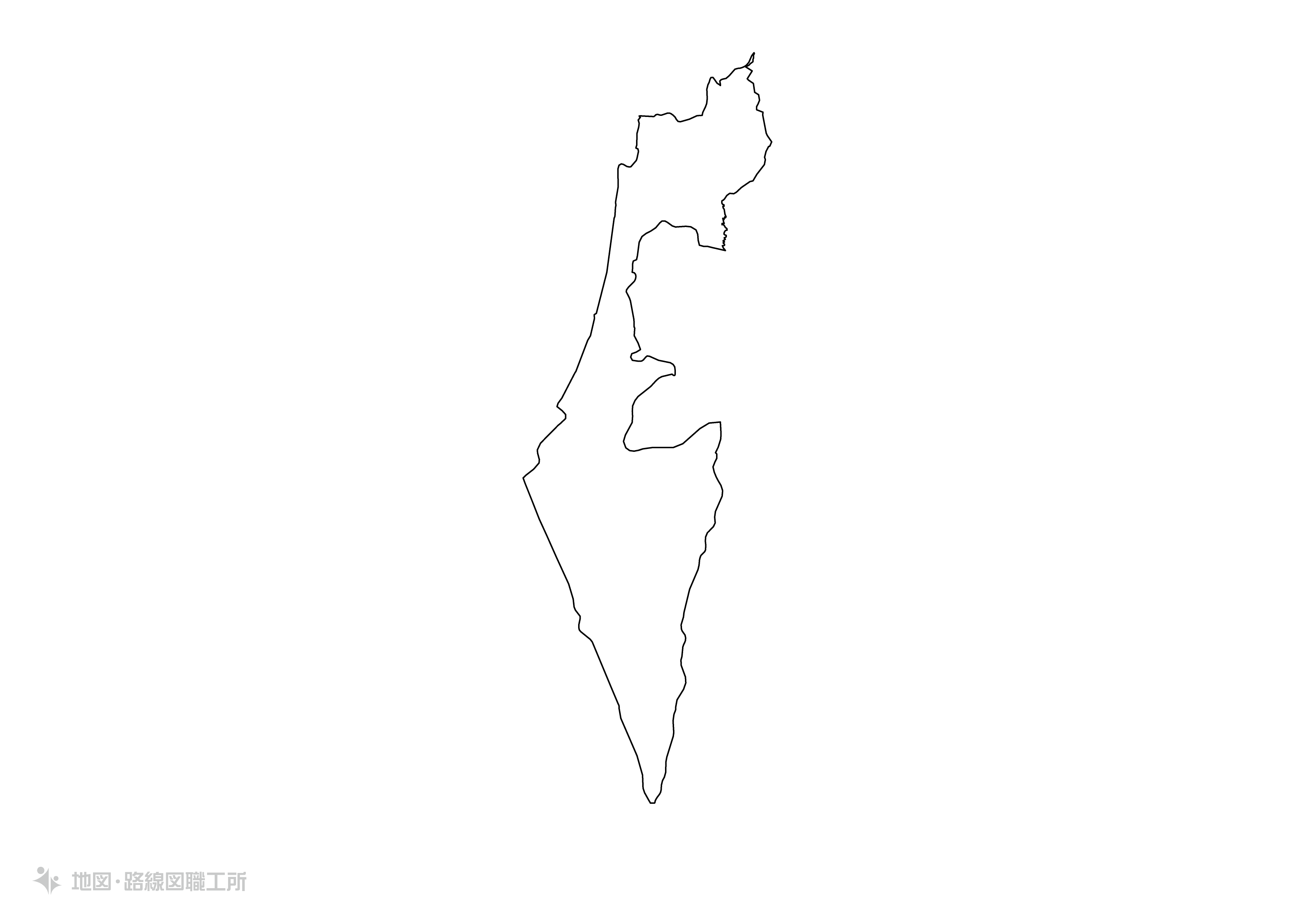 世界の白地図 イスラエル国 state-of-israel map