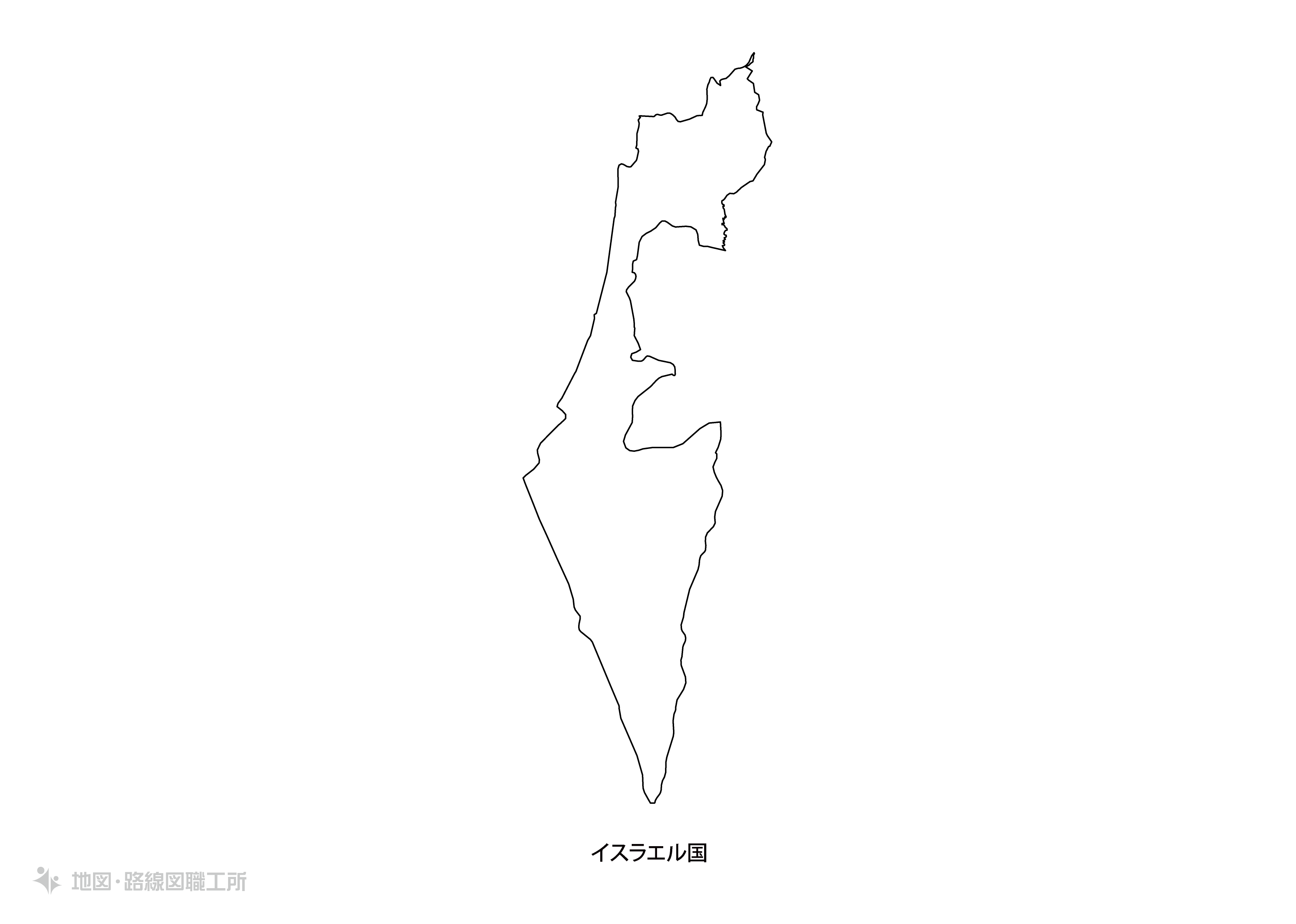 白地図フリーイラスト｜イスラエル国・国名