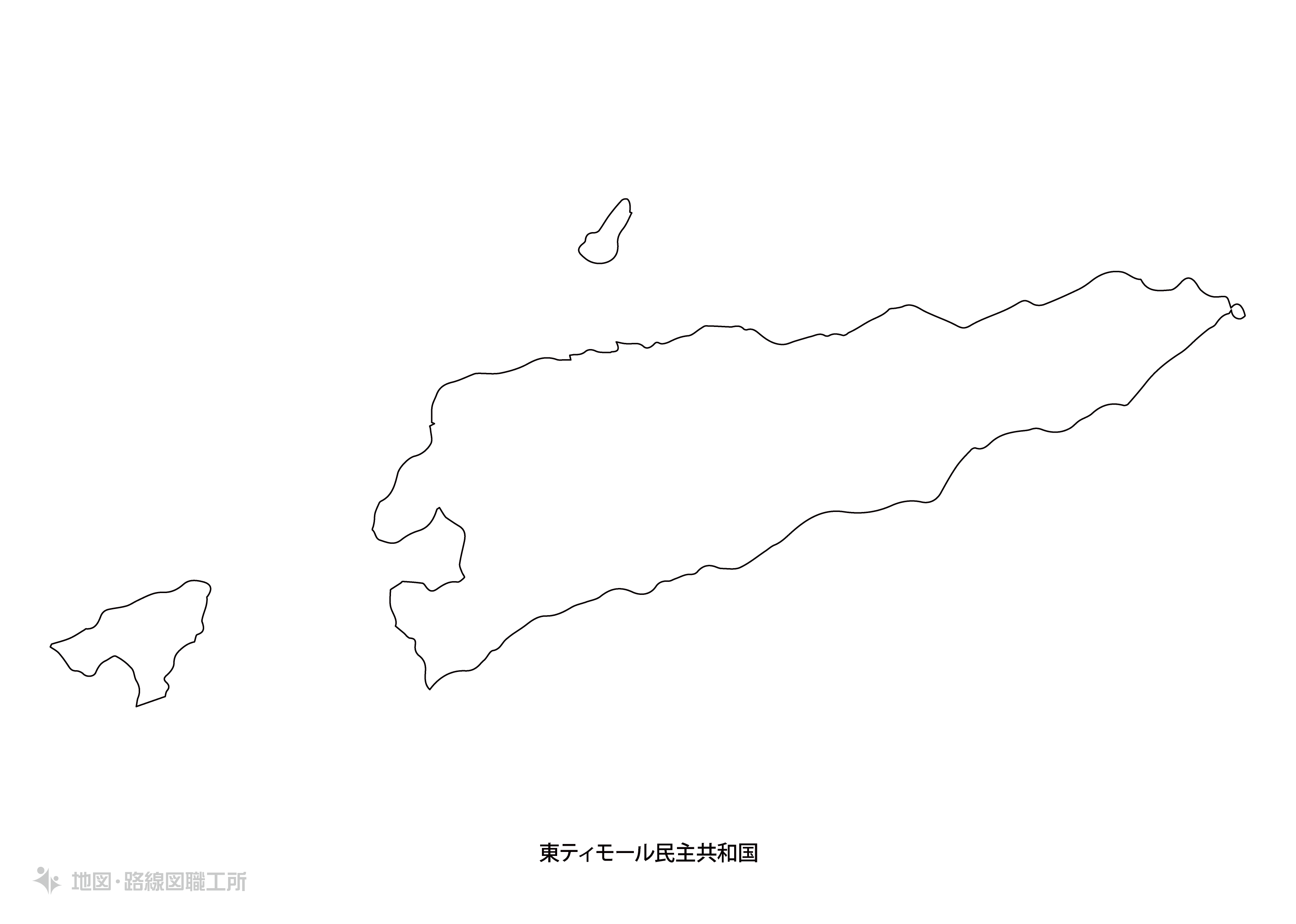 白地図フリーイラスト｜東ティモール民主共和国・国名