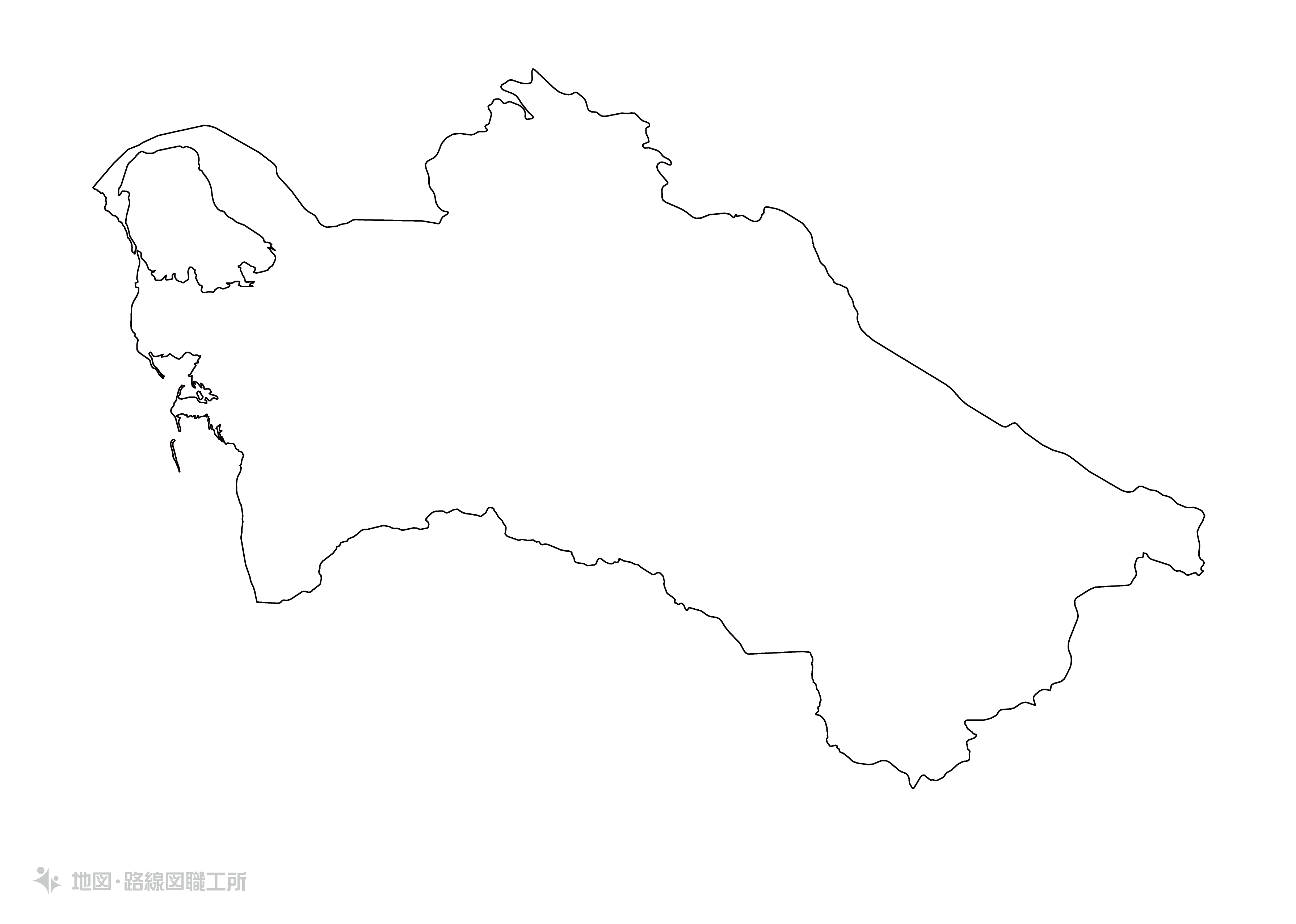 世界の白地図 トルクメニスタン turkmenistan map