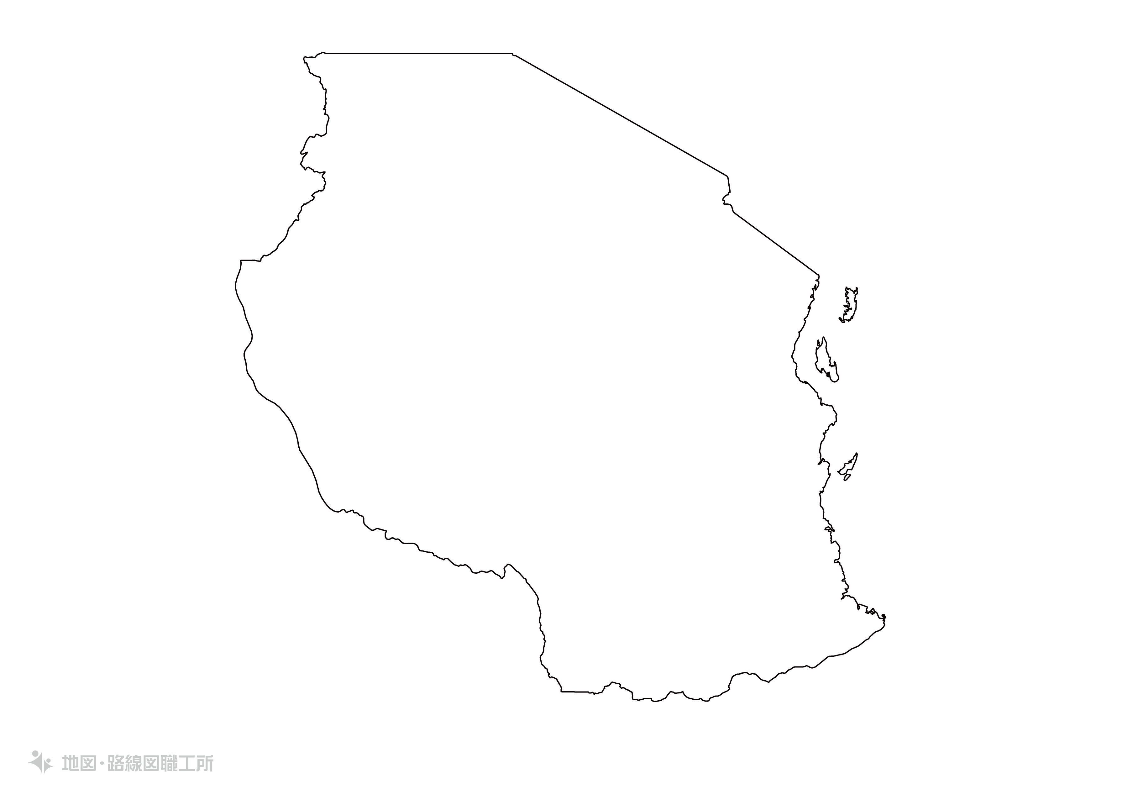 世界の白地図 タンザニア連合共和国 united-republic-of-tanzania map