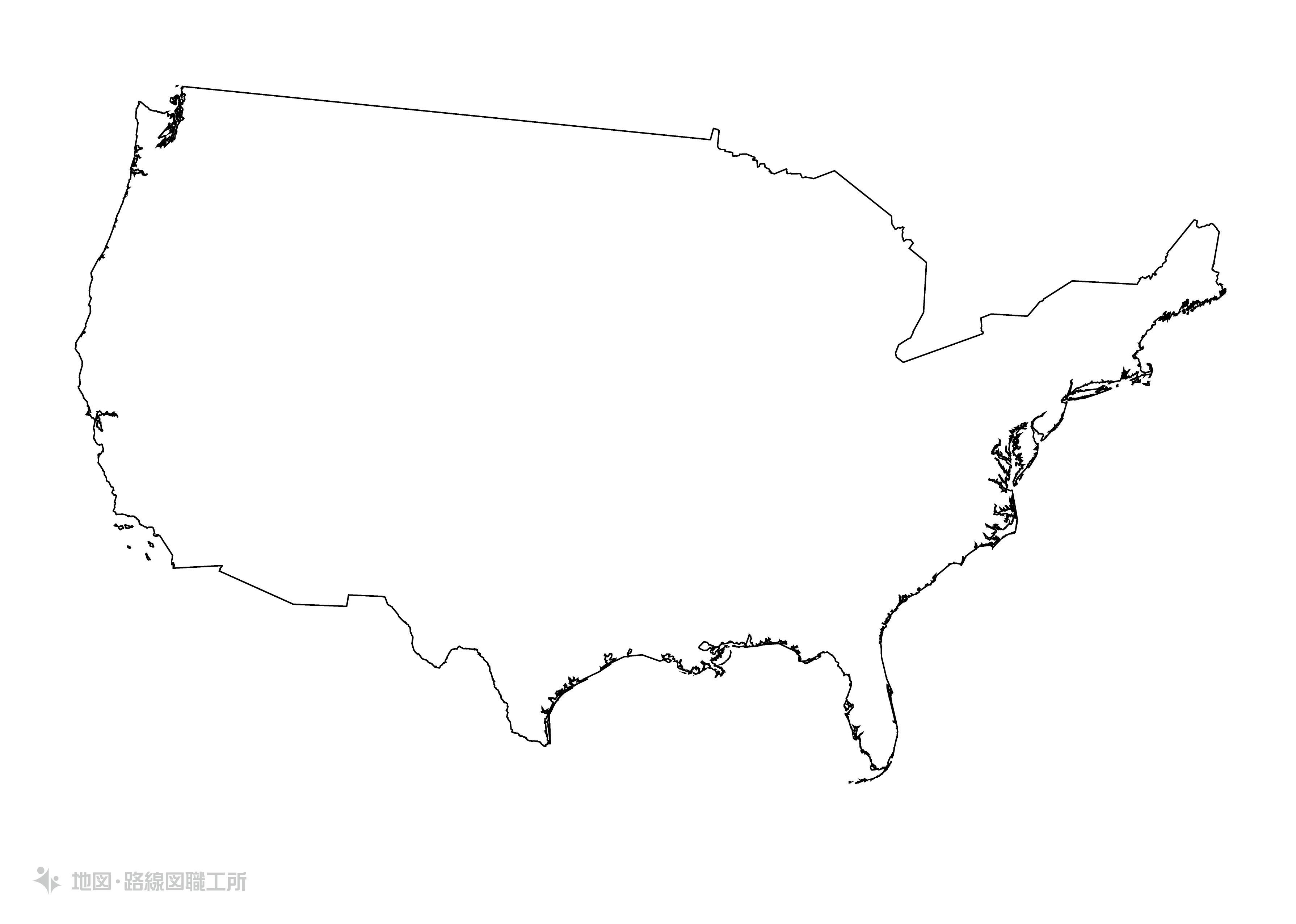 世界の白地図 アメリカ合衆国 united-states-of-america map