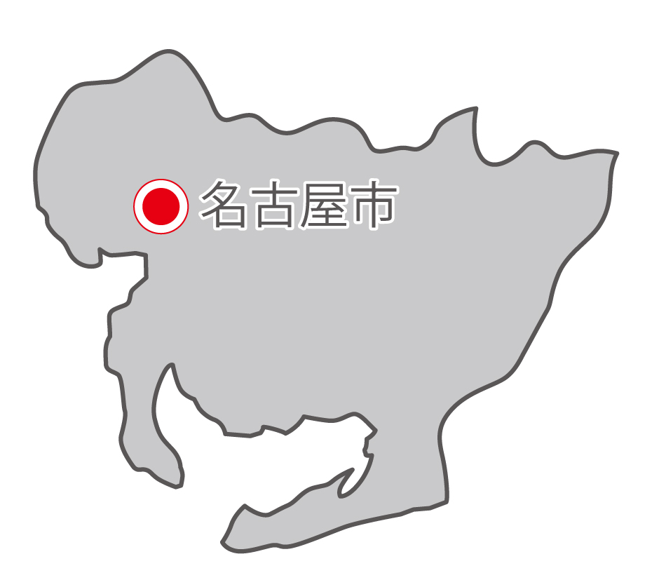 愛知県無料フリーイラスト｜日本語・県庁所在地あり(グレー)