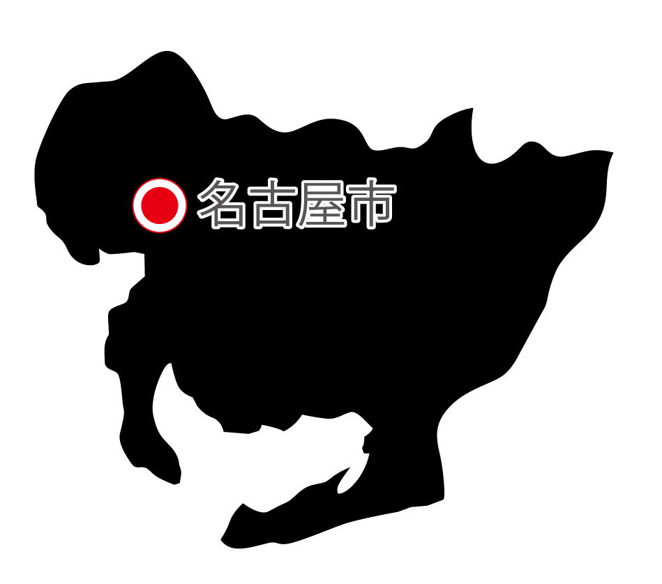 愛知県無料フリーイラスト｜日本語・県庁所在地あり(黒)