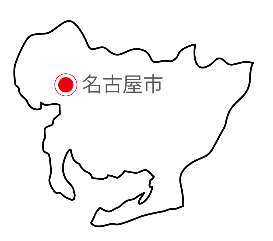 愛知県無料フリーイラスト｜日本語・県庁所在地あり(白)