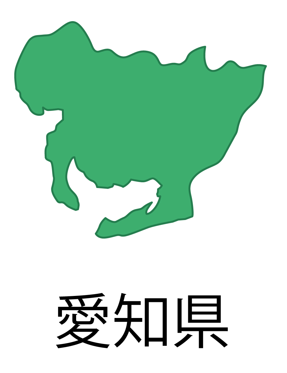 愛知県無料フリーイラスト｜日本語・都道府県名あり(緑)