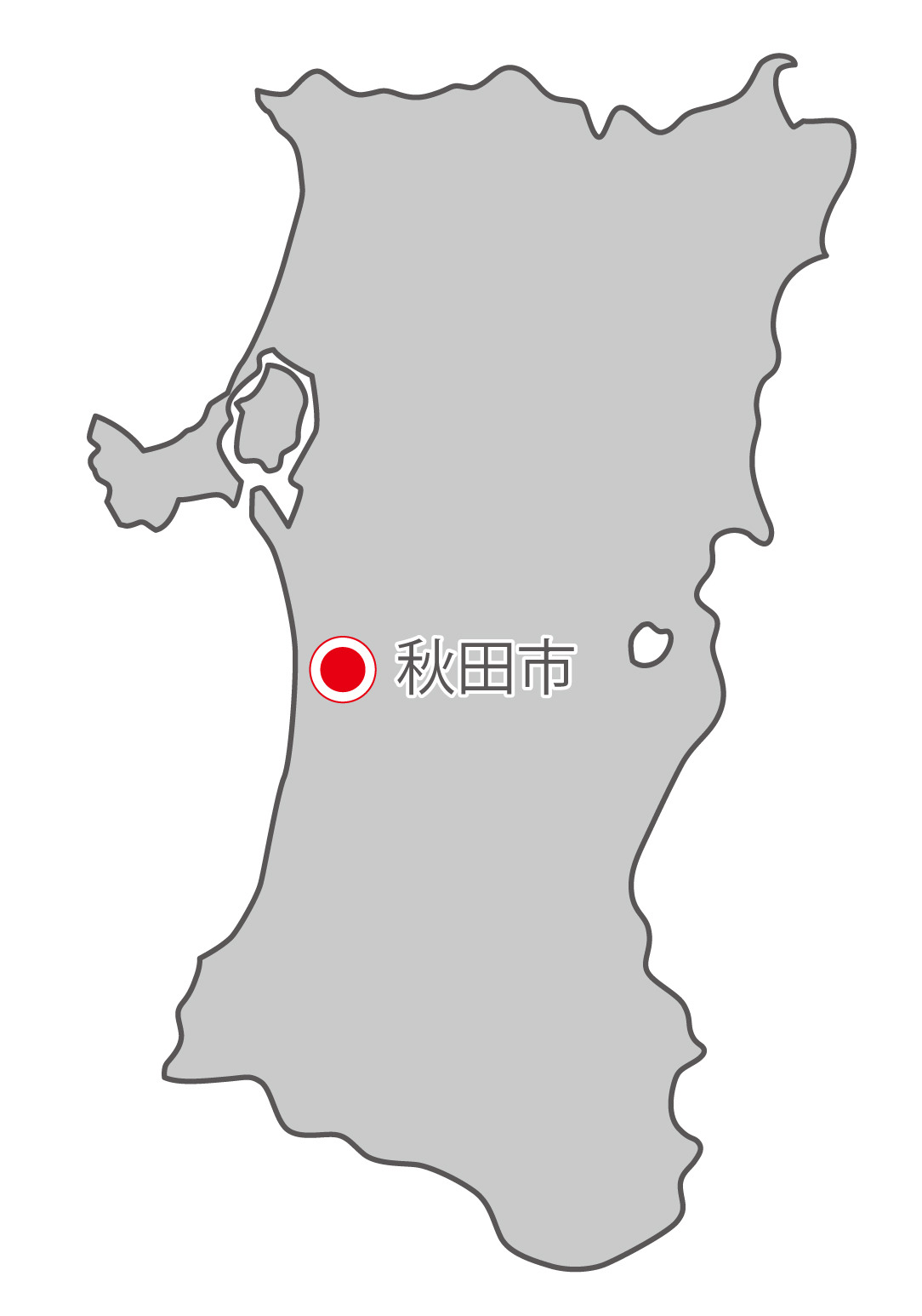 秋田県無料フリーイラスト｜日本語・県庁所在地あり(グレー)