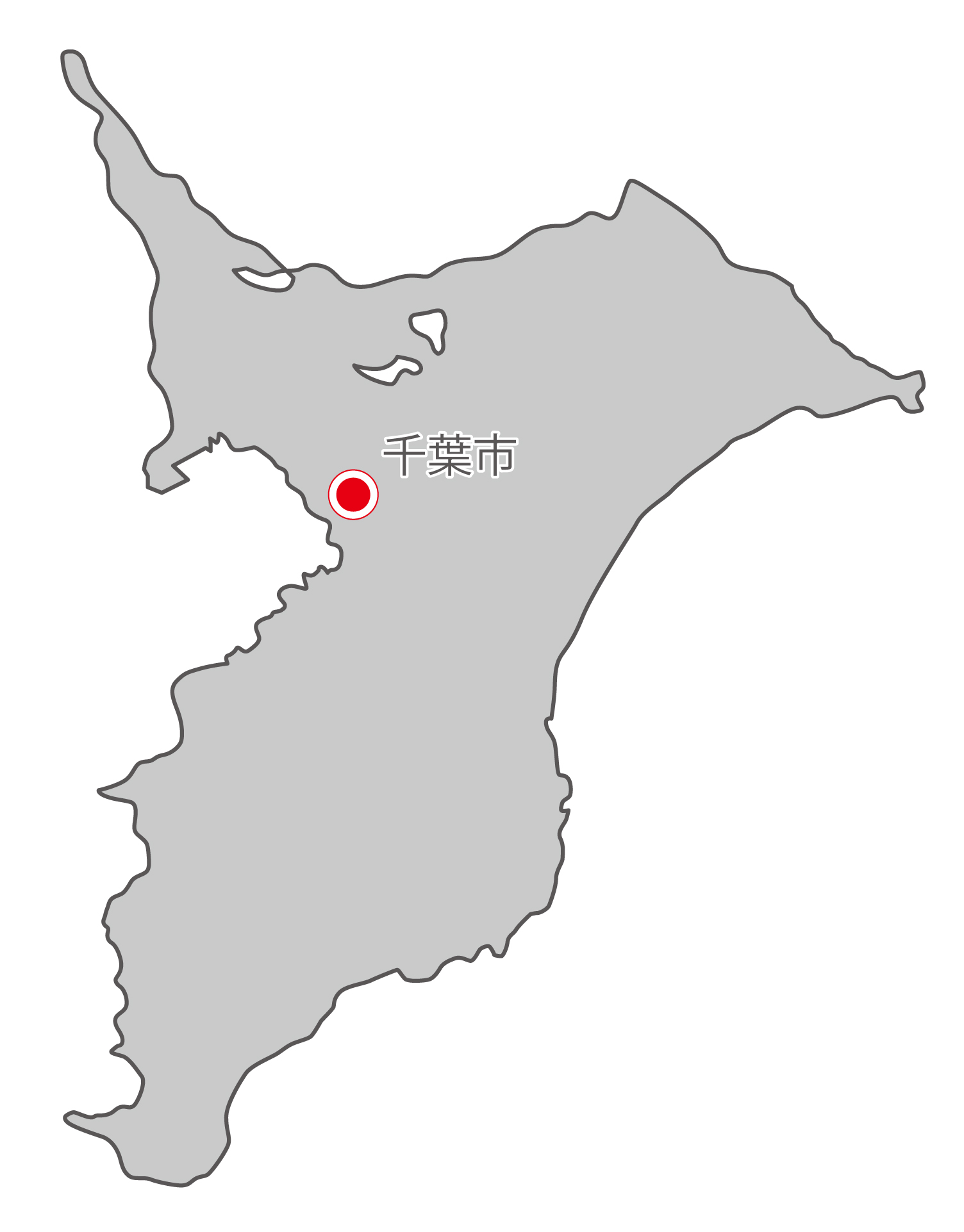 千葉県無料フリーイラスト｜日本語・県庁所在地あり(グレー)