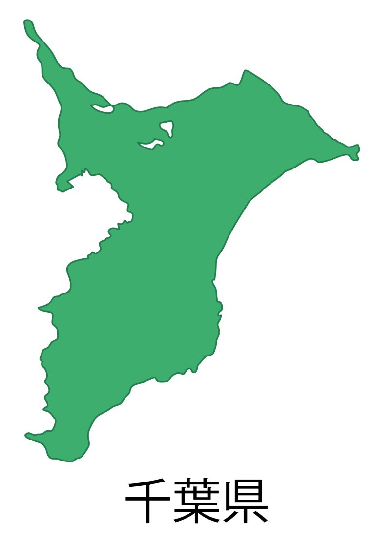 千葉県無料フリーイラスト|日本語・都道府県名あり(緑)