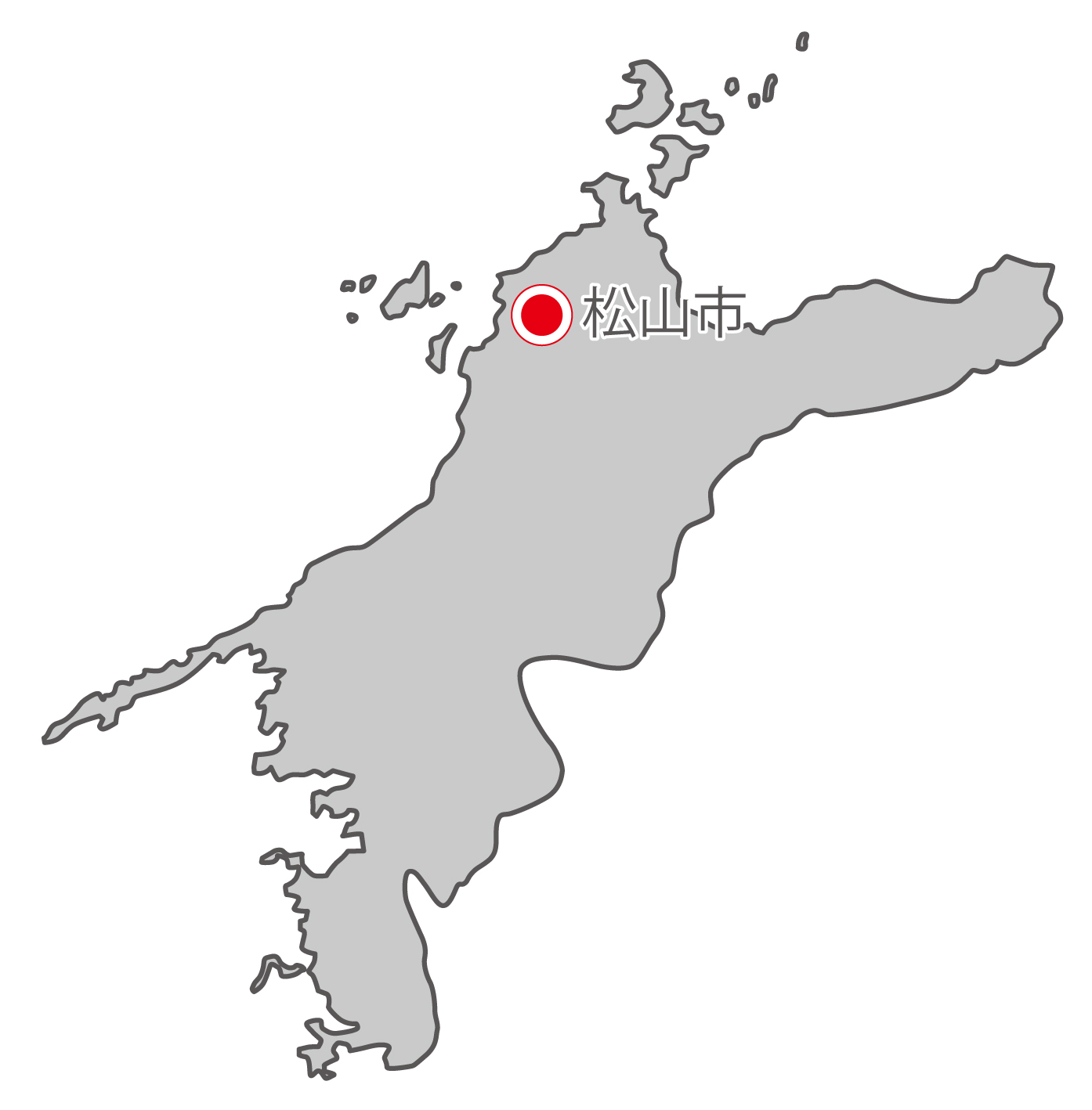 愛媛県無料フリーイラスト｜日本語・県庁所在地あり(グレー)