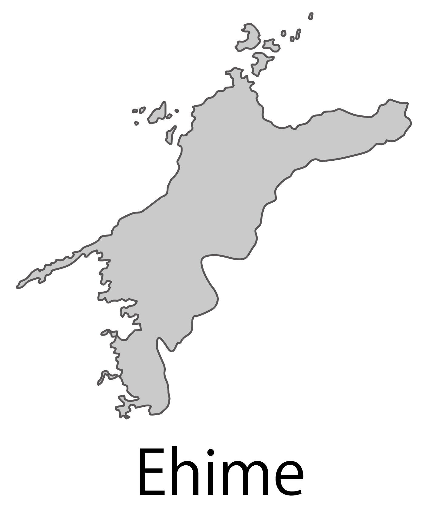 愛媛県無料フリーイラスト｜英語・都道府県名あり(グレー)