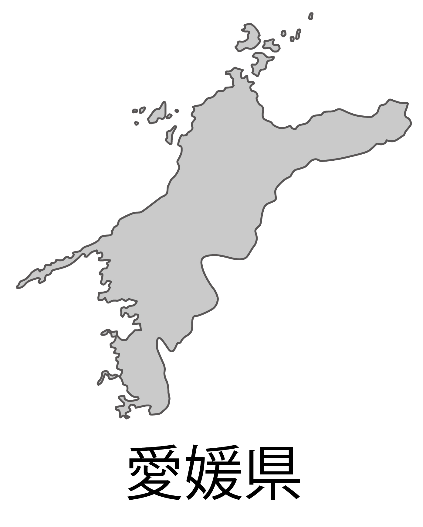 愛媛県無料フリーイラスト｜日本語・都道府県名あり(グレー)
