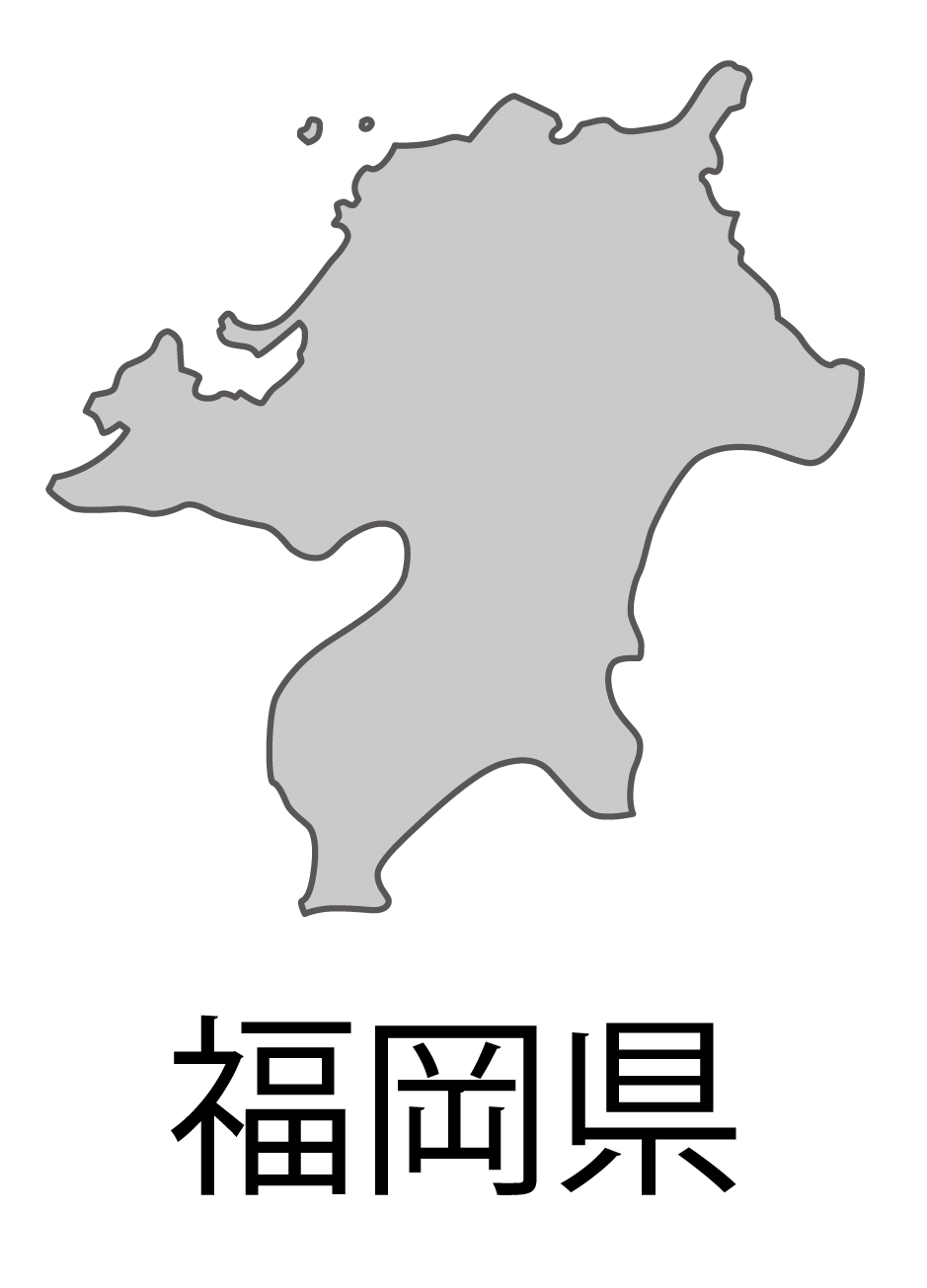 福岡県無料フリーイラスト｜日本語・都道府県名あり(グレー)