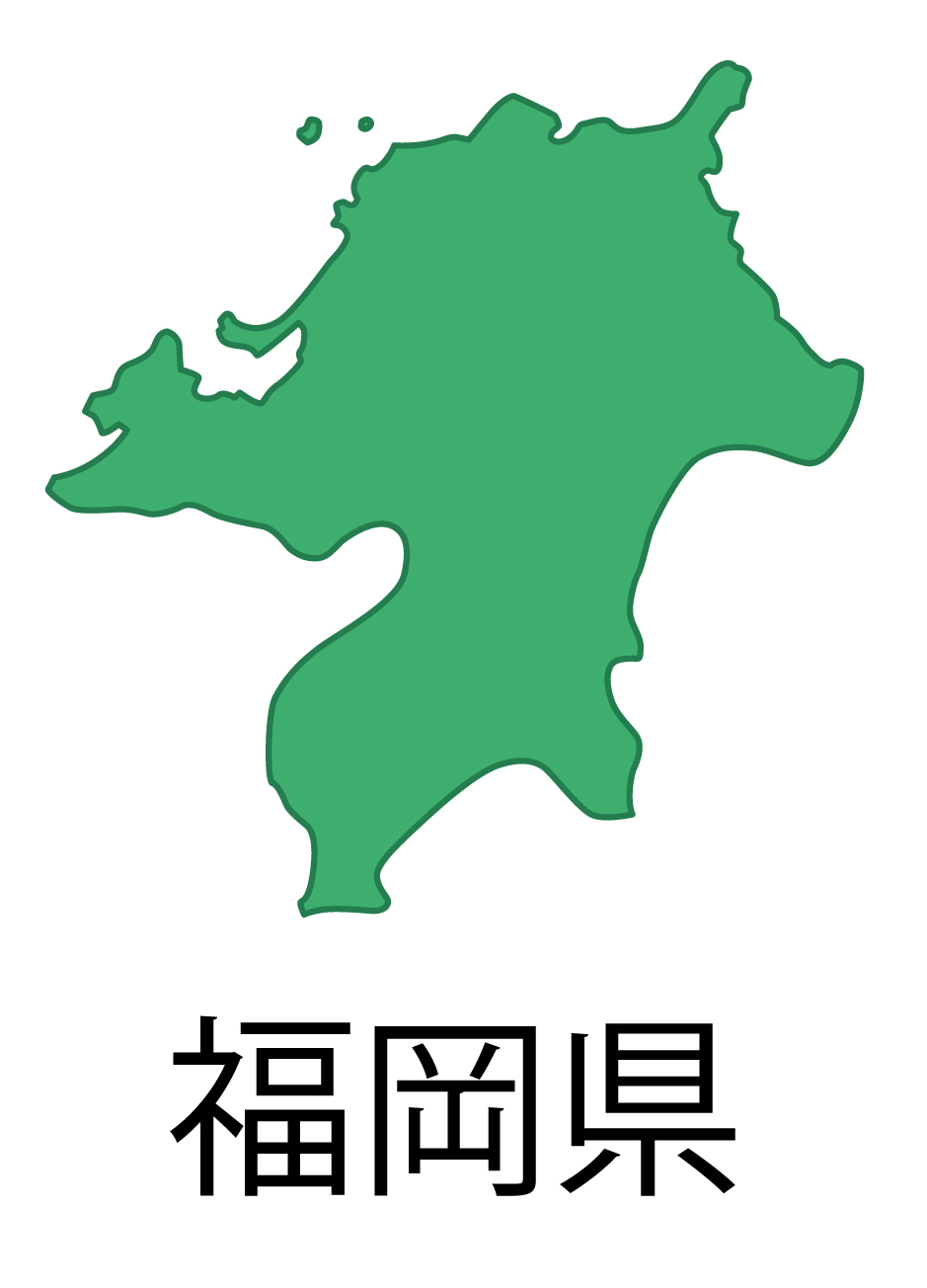 福岡県無料フリーイラスト｜日本語・都道府県名あり(緑)