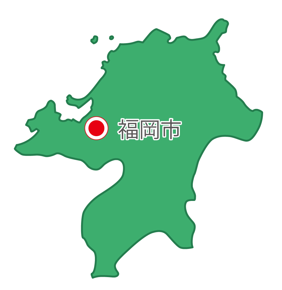 福岡県無料フリーイラスト｜日本語・県庁所在地あり(緑)