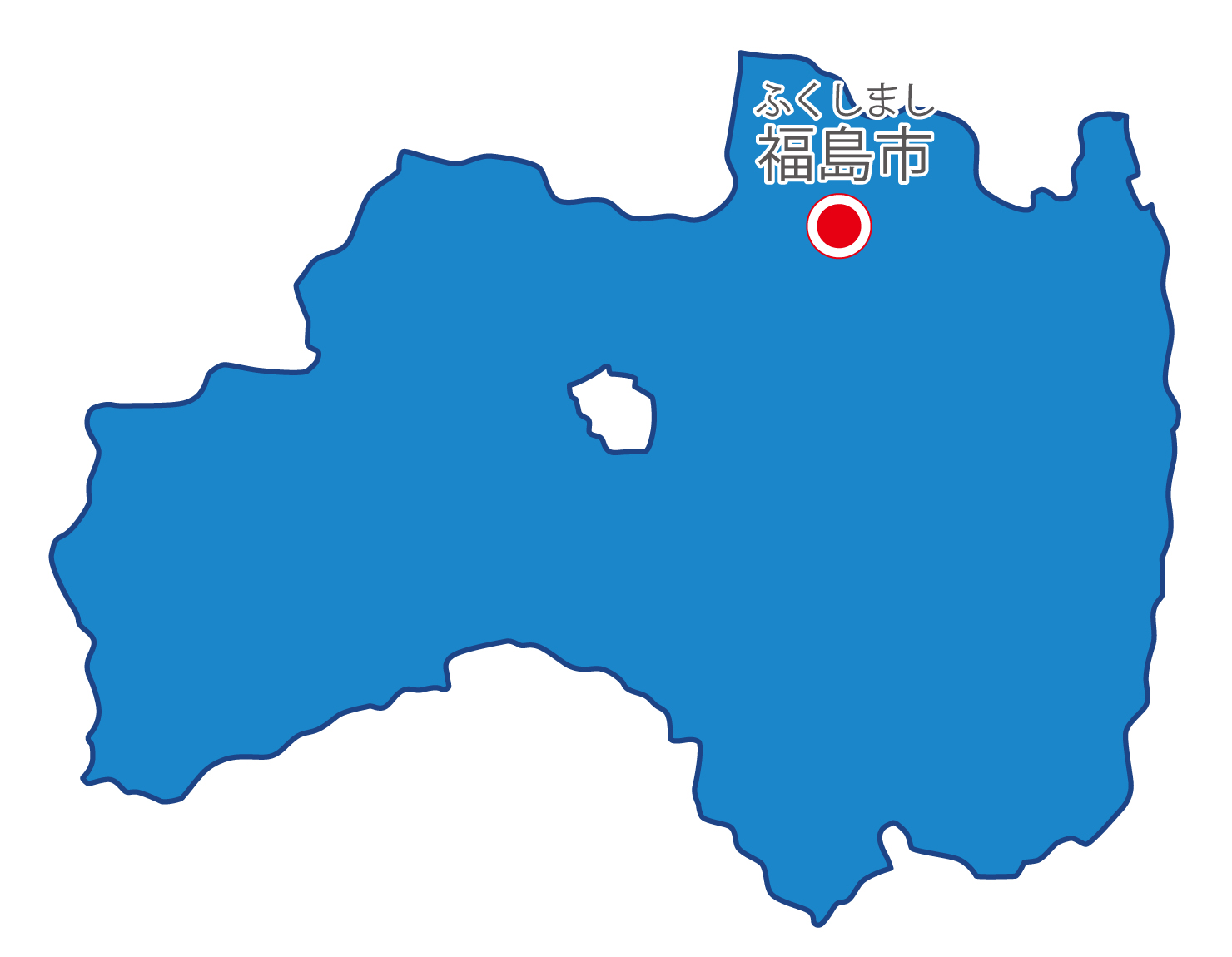 福島県無料フリーイラスト｜日本語・県庁所在地あり・ルビあり(青)