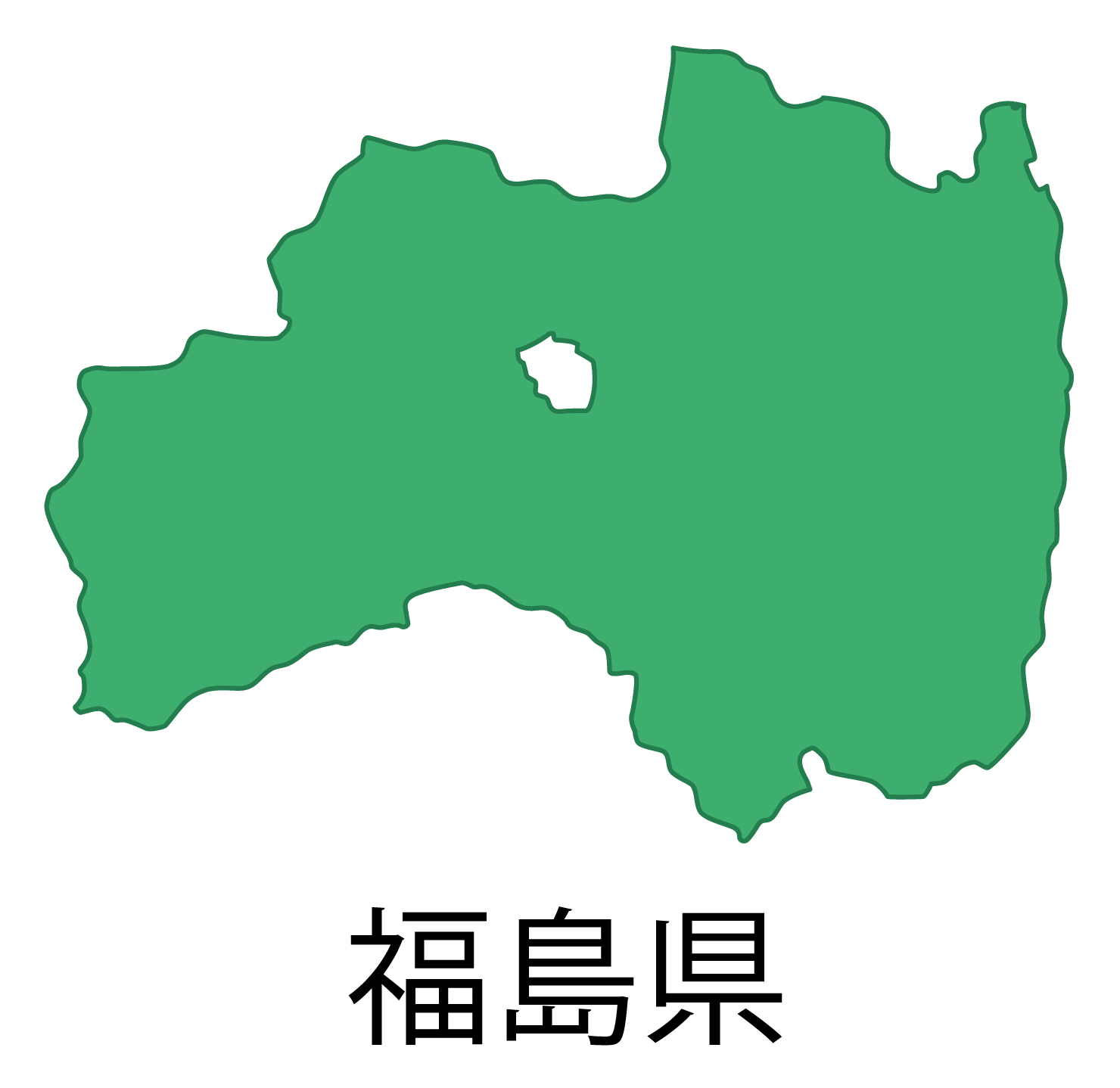 福島県無料フリーイラスト｜日本語・都道府県名あり(緑)