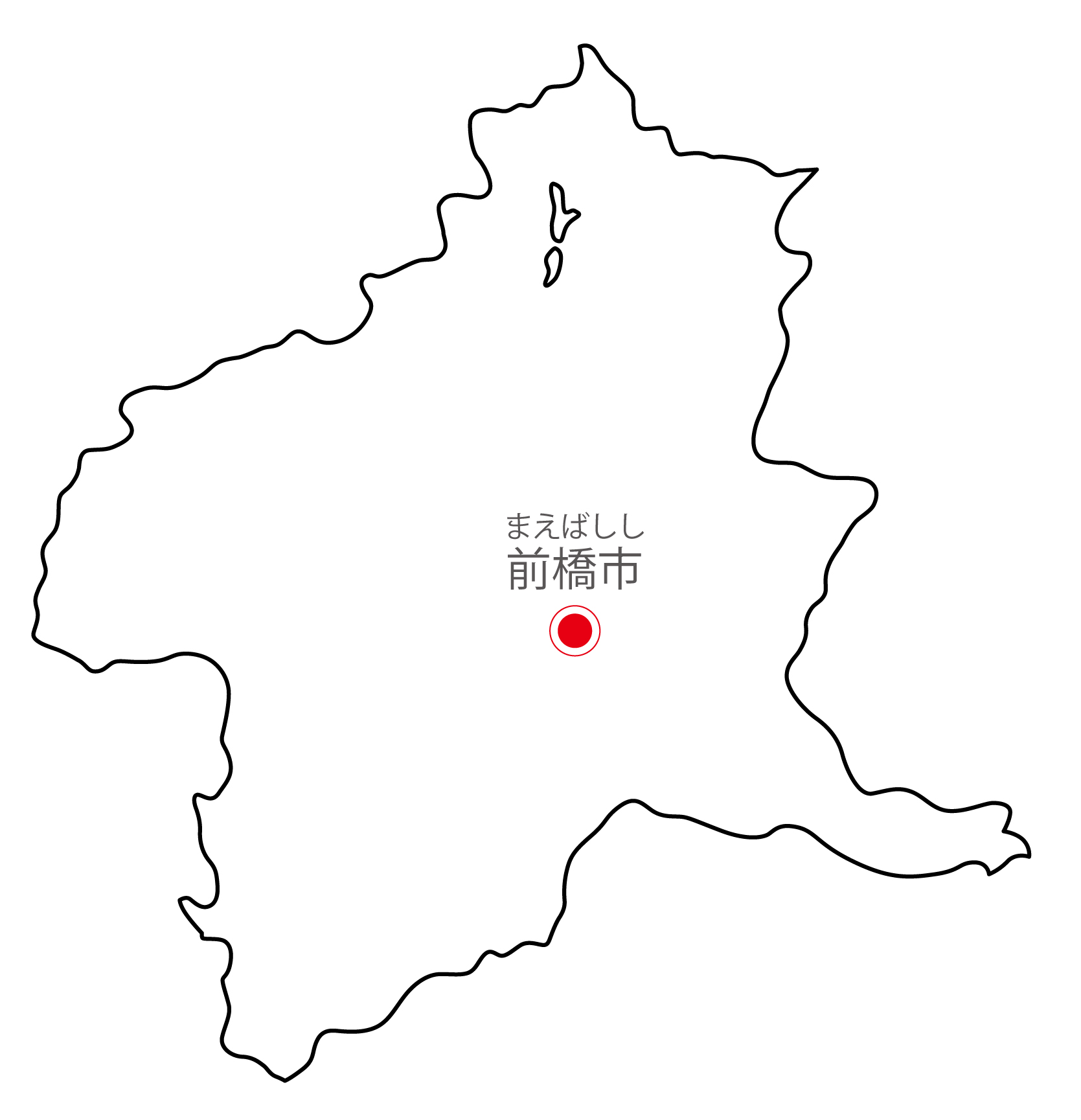 群馬県無料フリーイラスト｜日本語・県庁所在地あり・ルビあり(白)