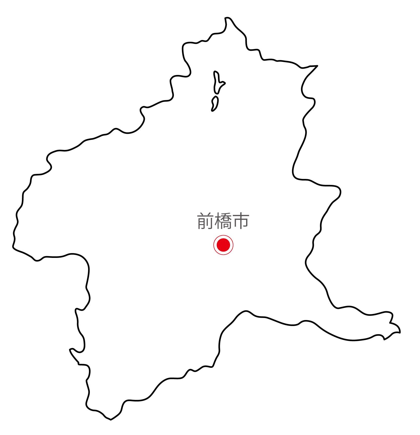 群馬県無料フリーイラスト｜日本語・県庁所在地あり(白)