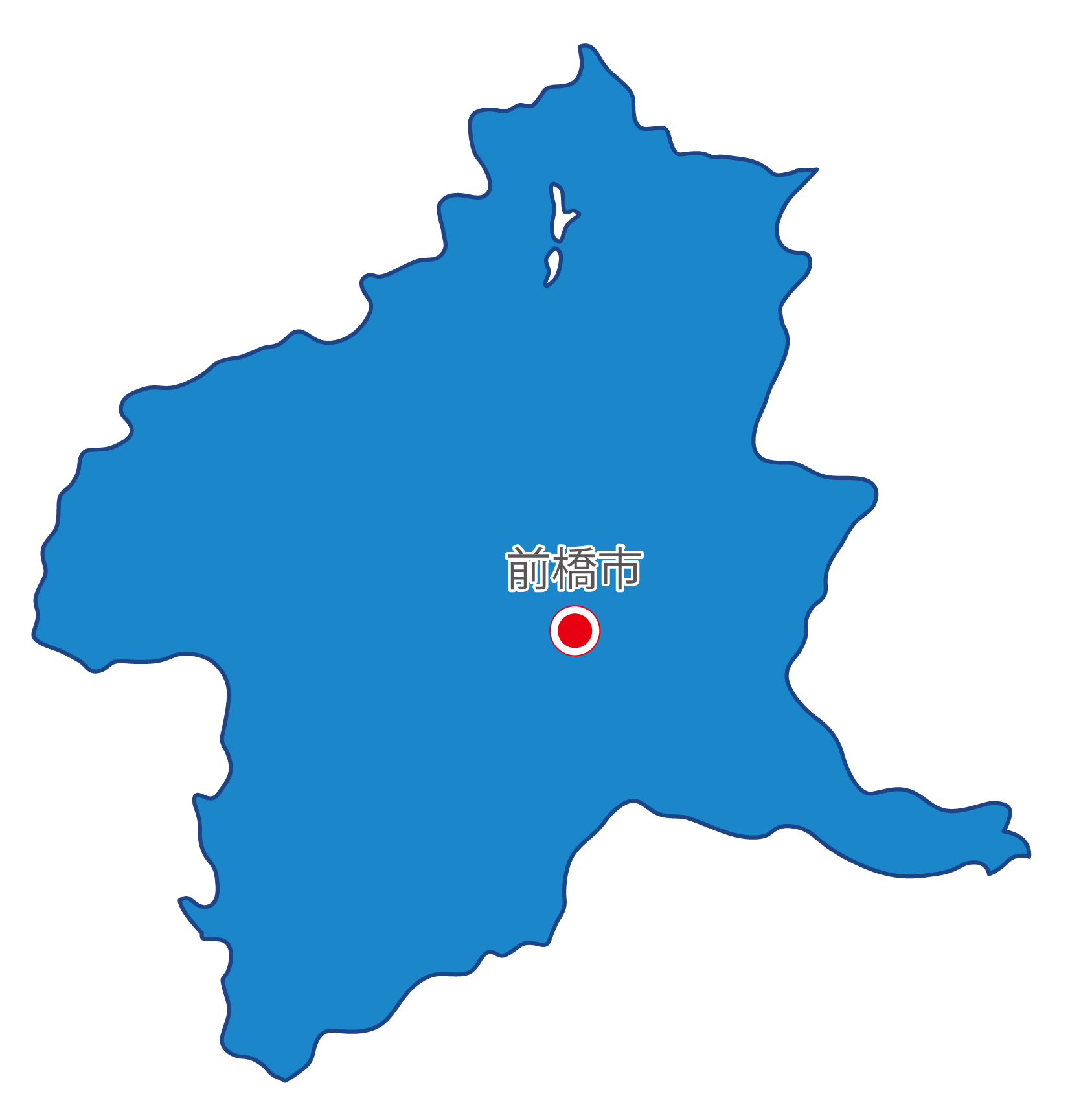群馬県無料フリーイラスト｜日本語・県庁所在地あり(青)