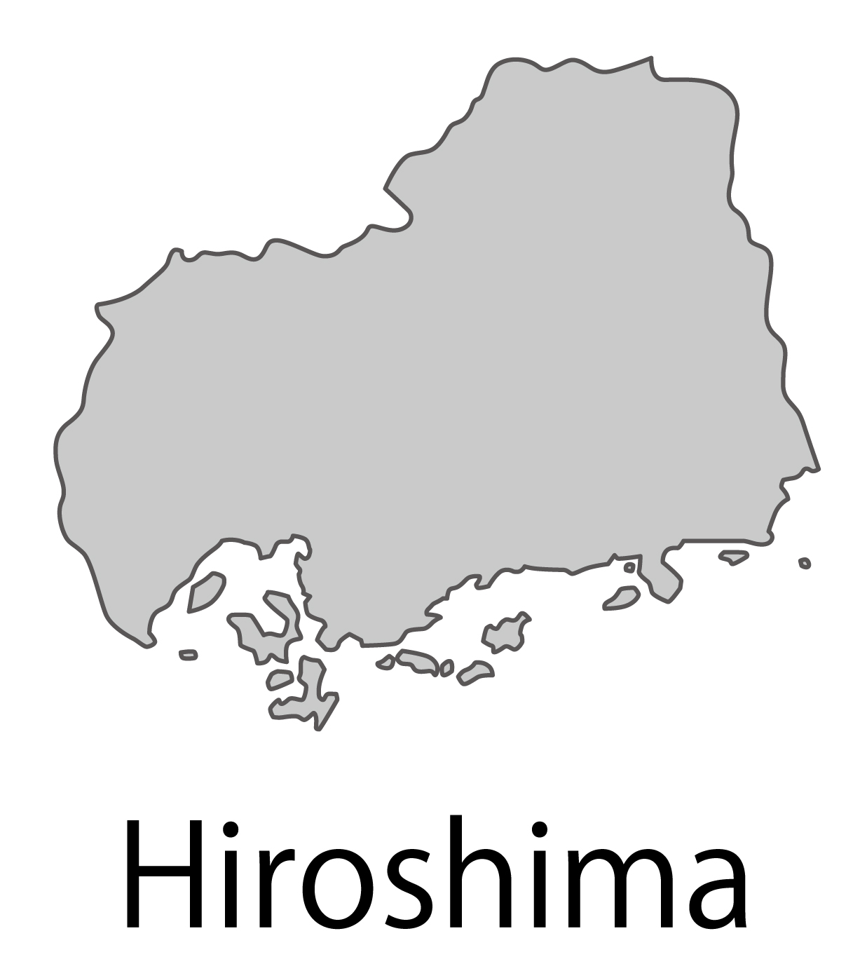 広島県無料フリーイラスト｜英語・都道府県名あり(グレー)